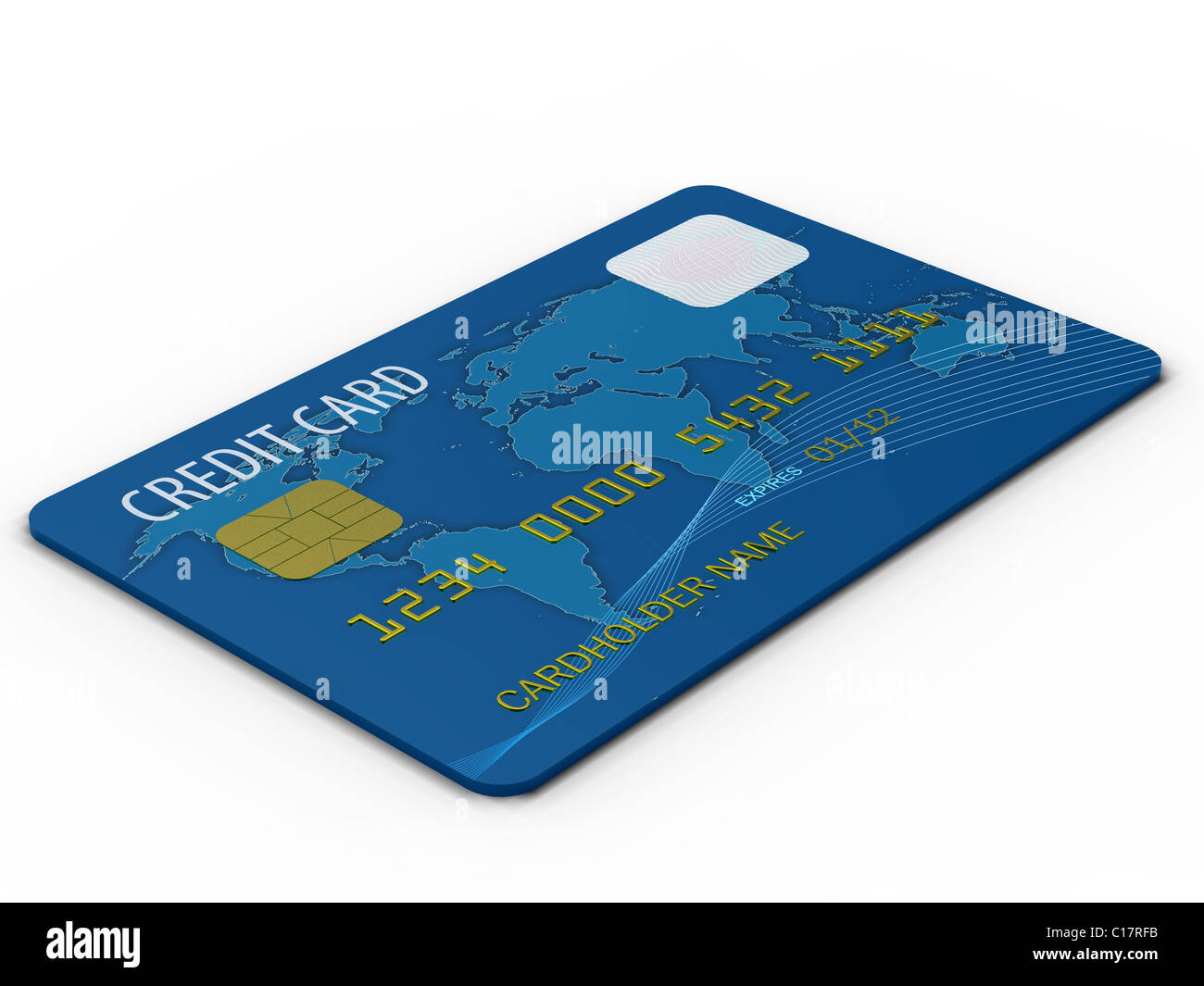 Carte de crédit bleu sur fond blanc Banque D'Images