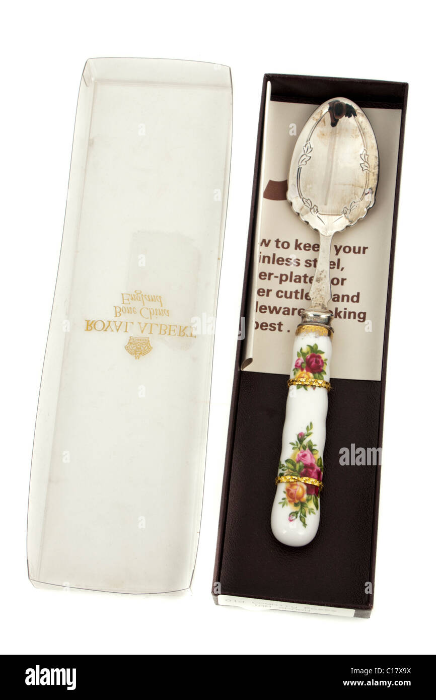 Vintage Royal Albert 'Old Country Roses' jam spoon Banque D'Images