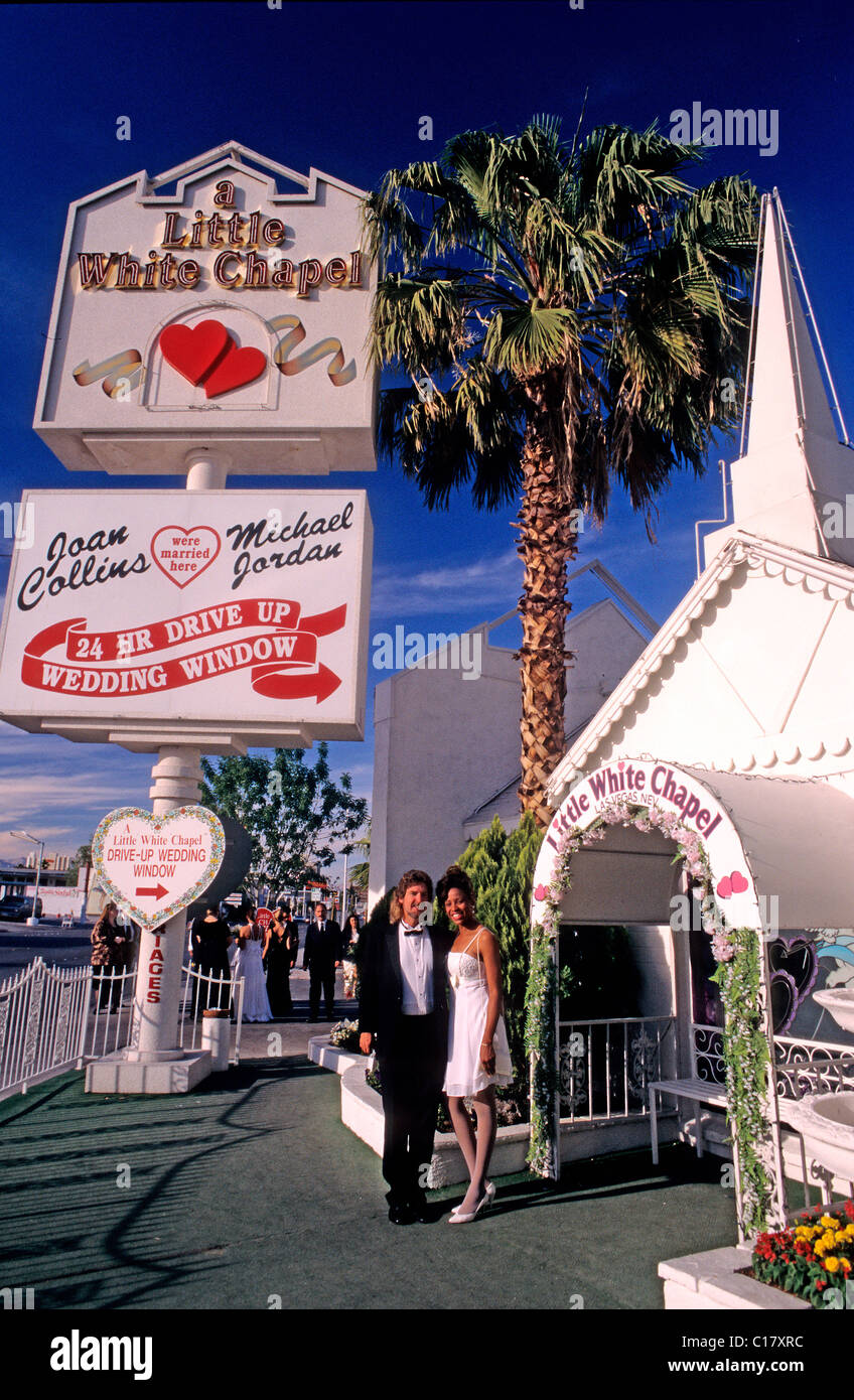 United States, Nevada, Las Vegas, mariage à la petite chapelle blanche Banque D'Images