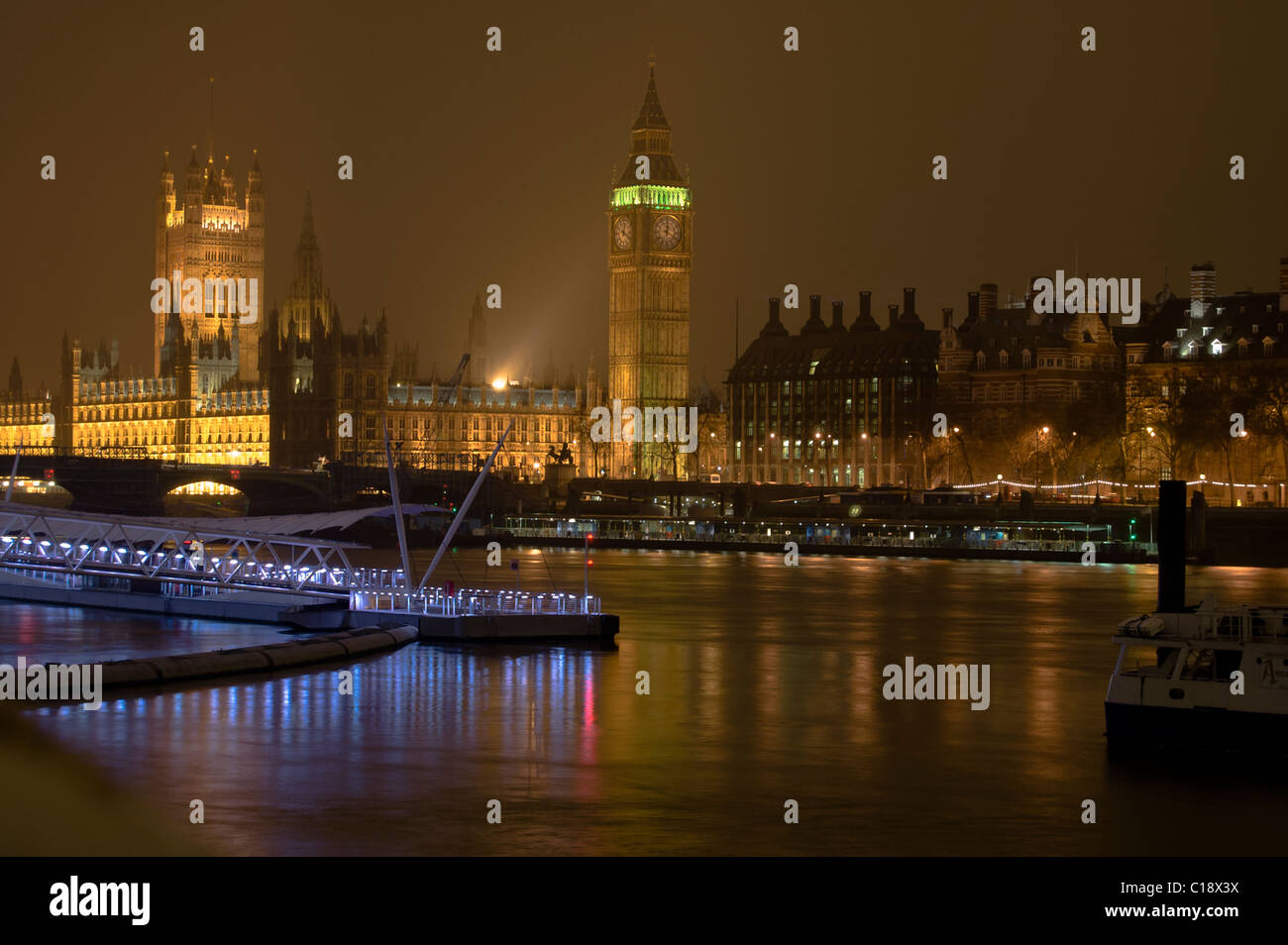 Un de nightshot Big Ben, le Parlement et la zone environnante, Londres Banque D'Images