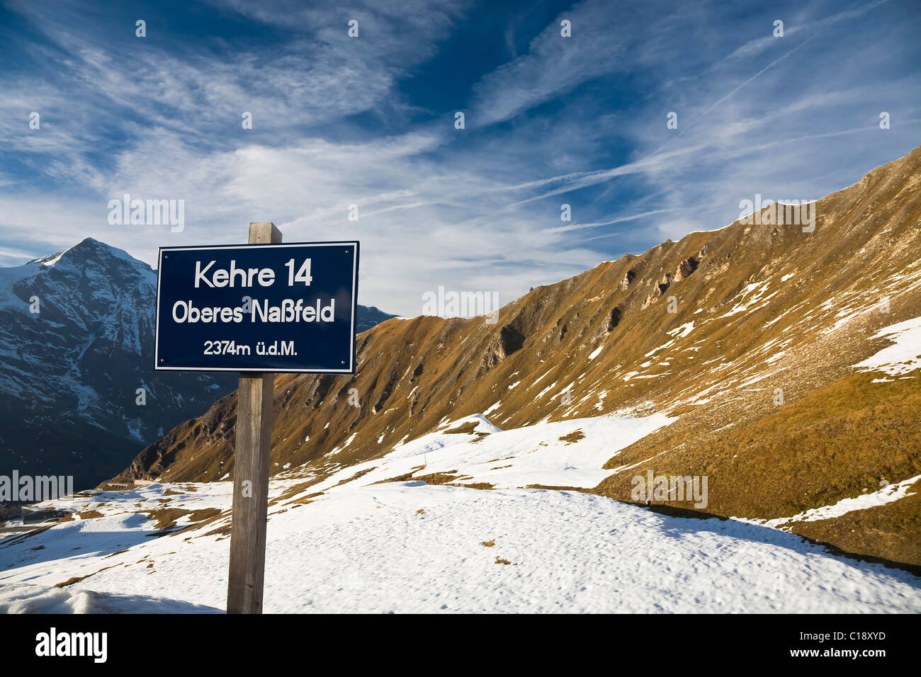 14 Kehre, Serpentine Oberes sur le Nassfeld haute route alpine du Grossglockner, le Parc National du Hohe Tauern, Carinthie, Autriche Banque D'Images