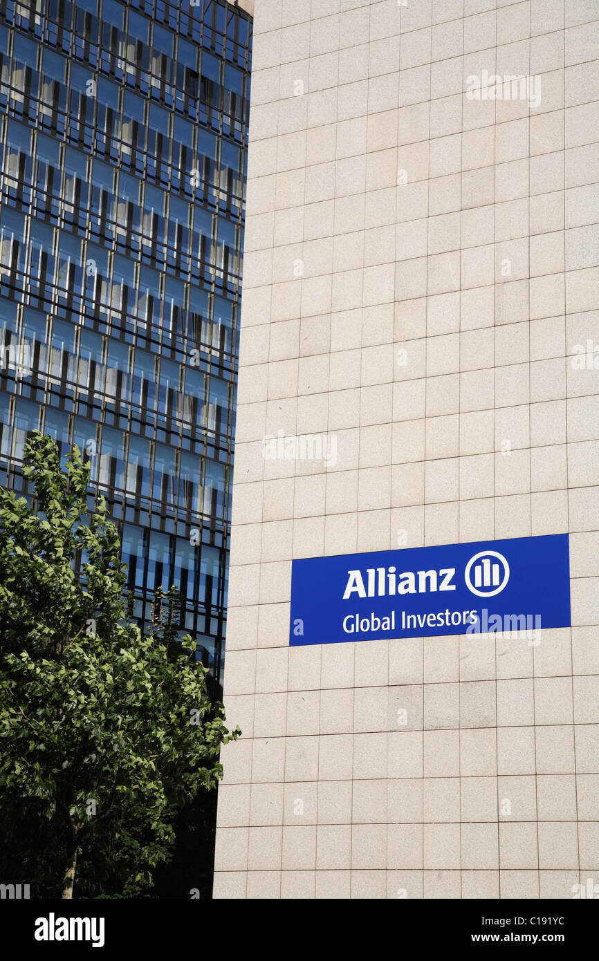 La société Allianz Global Investors, logo sur un immeuble de bureaux, Frankfurt am Main, Hesse, Germany, Europe Banque D'Images