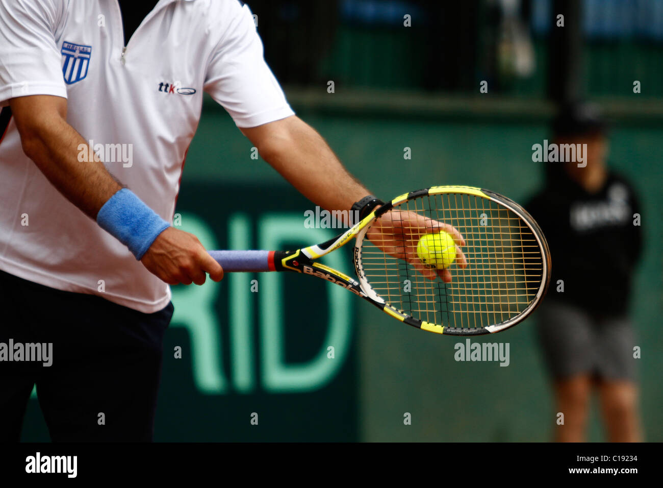 Coupe Davis 2011 Tennis Player Rinçage Service Banque D'Images