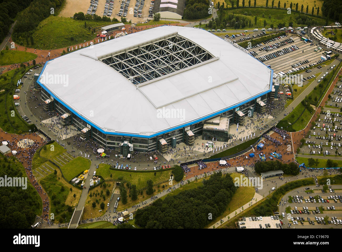 Photo aérienne, l'Arena Auf Schalke, Schalke Arena, Veltins Arena Gelsenkirchen Buer, Ruhr, Rhénanie du Nord-Westphalie Banque D'Images