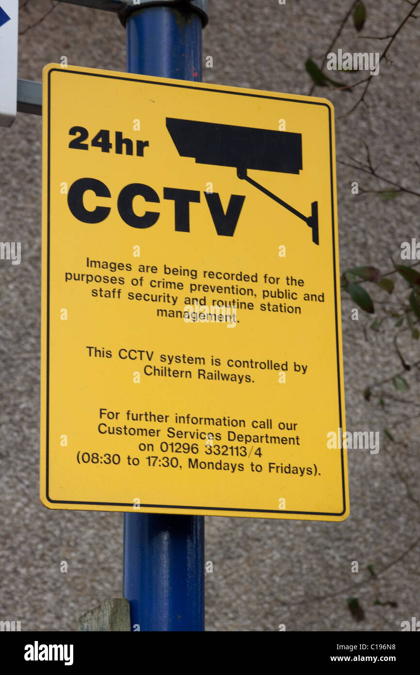 Panneau d'avertissement de vidéosurveillance Banque D'Images