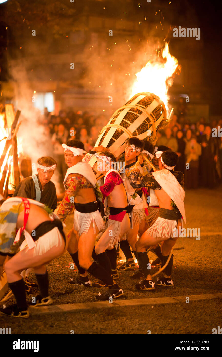 Kurama Fire Festival Matsuri à Kyoto, Japon Banque D'Images