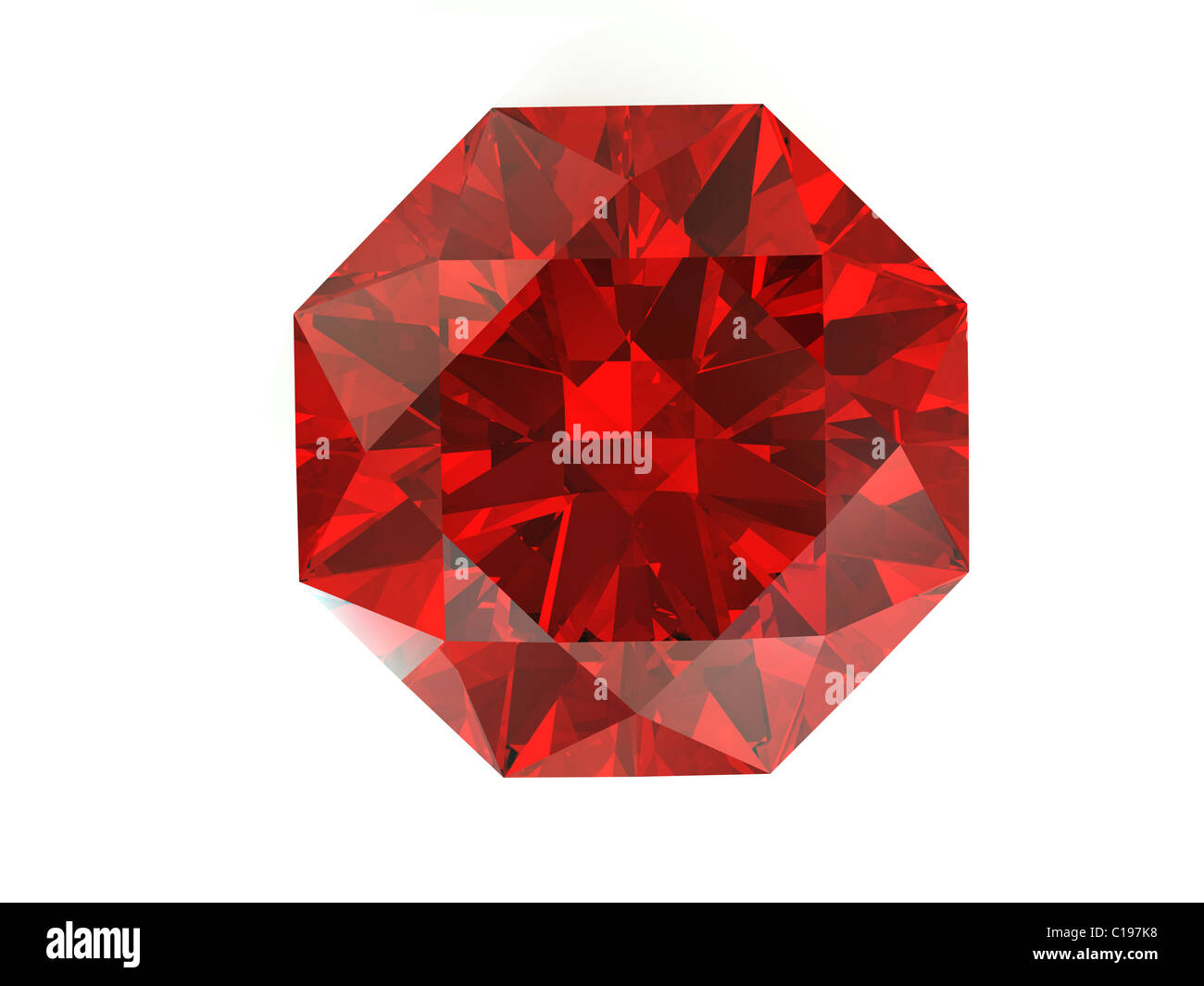 Le rendu 3D losange rouge sur fond blanc Vue de dessus Banque D'Images