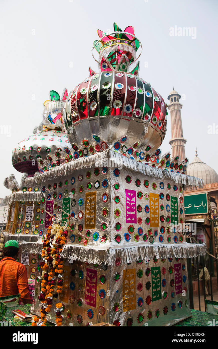 Tazia décorées dans une mosquée pendant Muharram, Jama Masjid, Delhi, Inde Banque D'Images