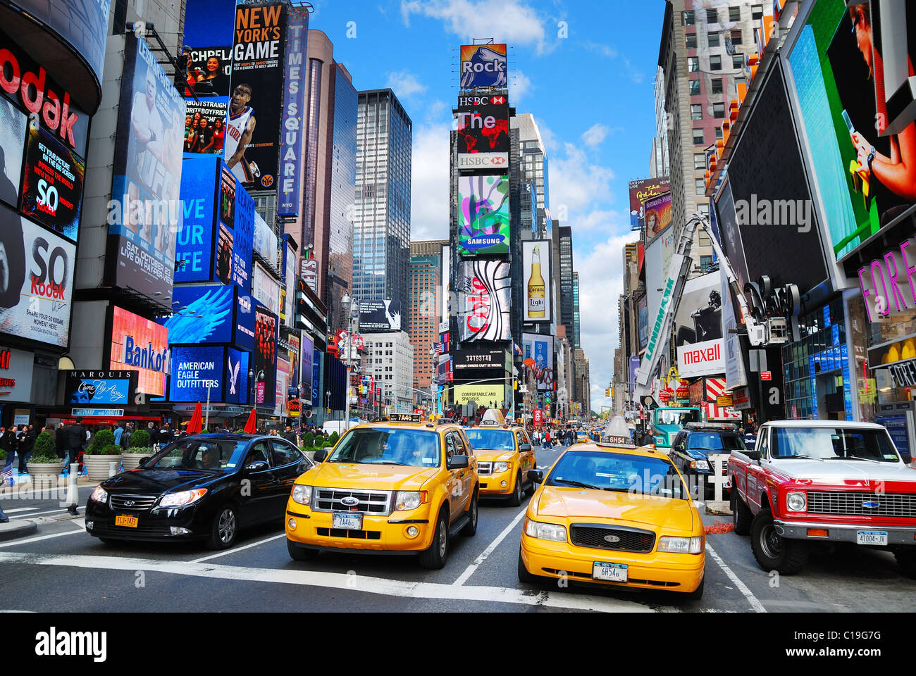 Times Square, les théâtres de Broadway avec LED et des signes, est un symbole de New York Ville Manhattan et le United States Banque D'Images