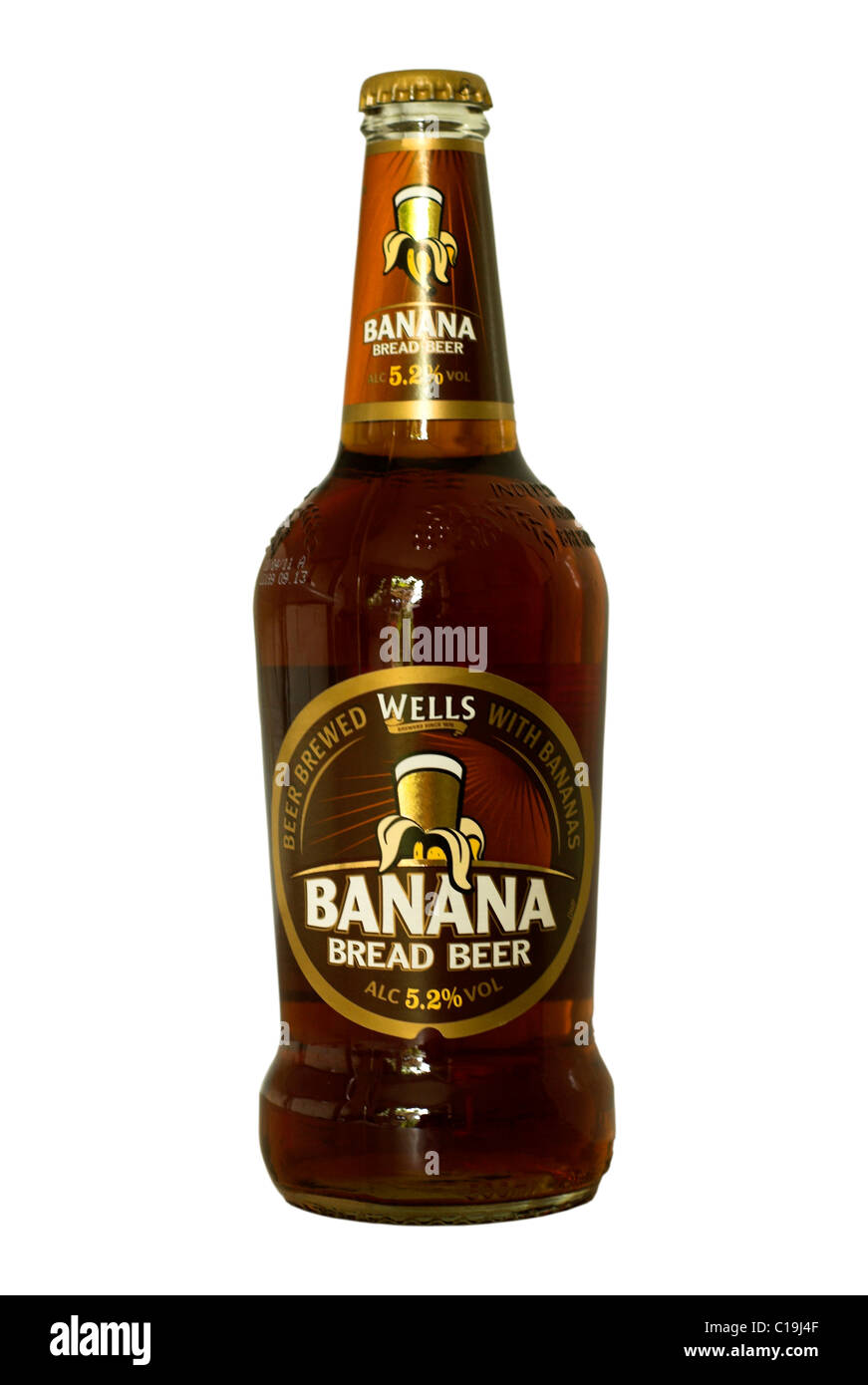 Pain aux bananes et aux puits d'étiquettes pour bouteilles de bière - @ 2011. Banque D'Images