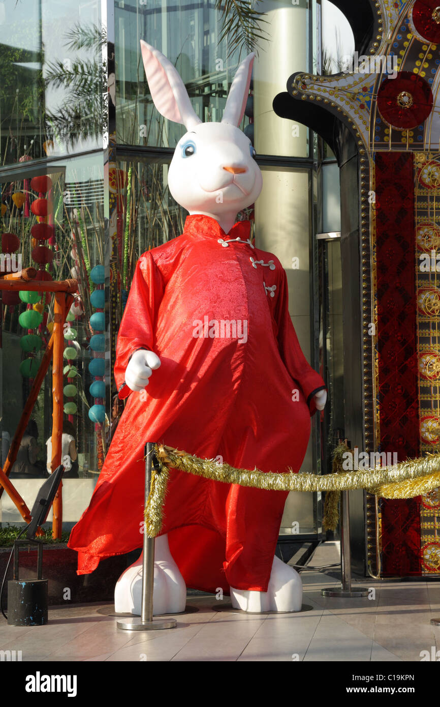 Le nouvel an chinois au lapin , Bangkok Siam Paragon Banque D'Images