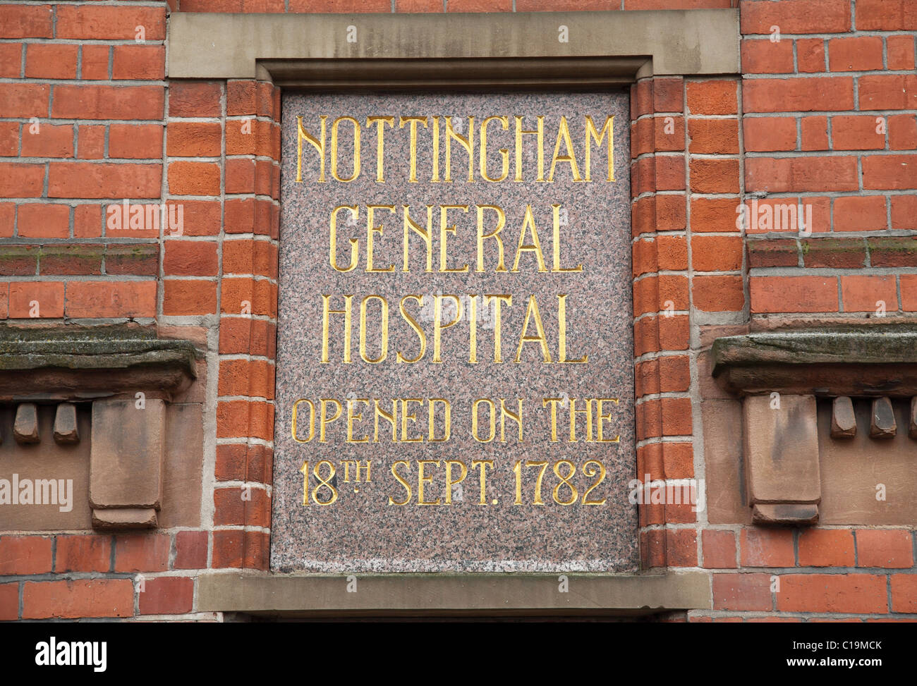 Le site de l'ancien hôpital général de Nottingham, a ouvert le 18 septembre 1782 à Nottingham, Angleterre, Royaume-Uni Banque D'Images