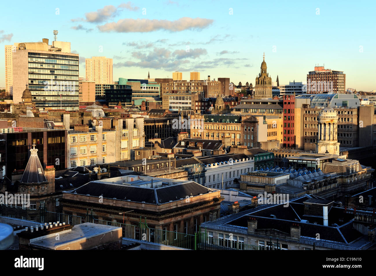 Une vue sur le centre-ville de Glasgow prises à l'automne lumière du soir Banque D'Images