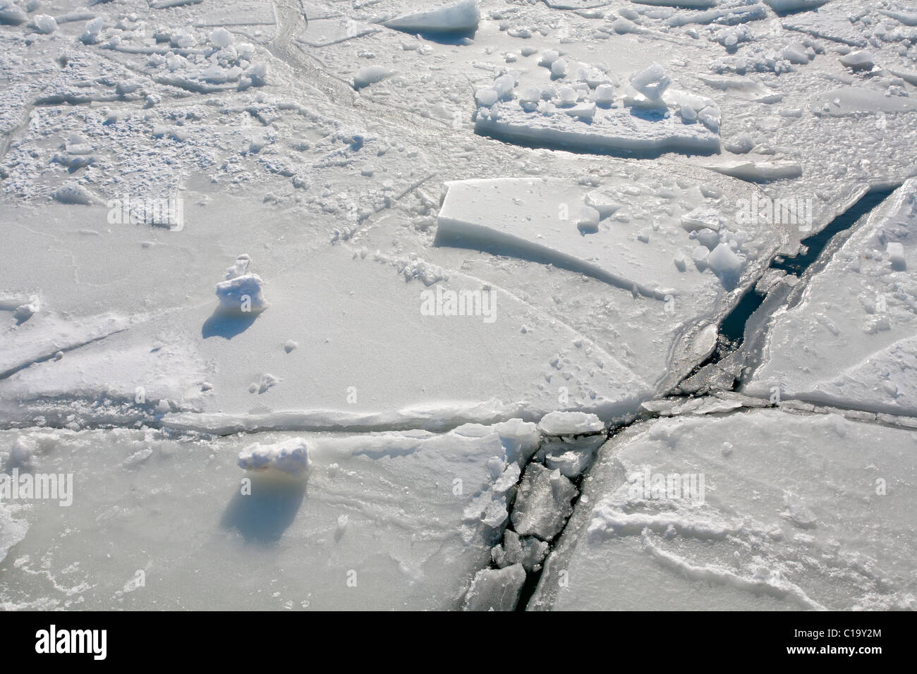 Fiche de fissures dans la glace, Helsinki Finlande Banque D'Images