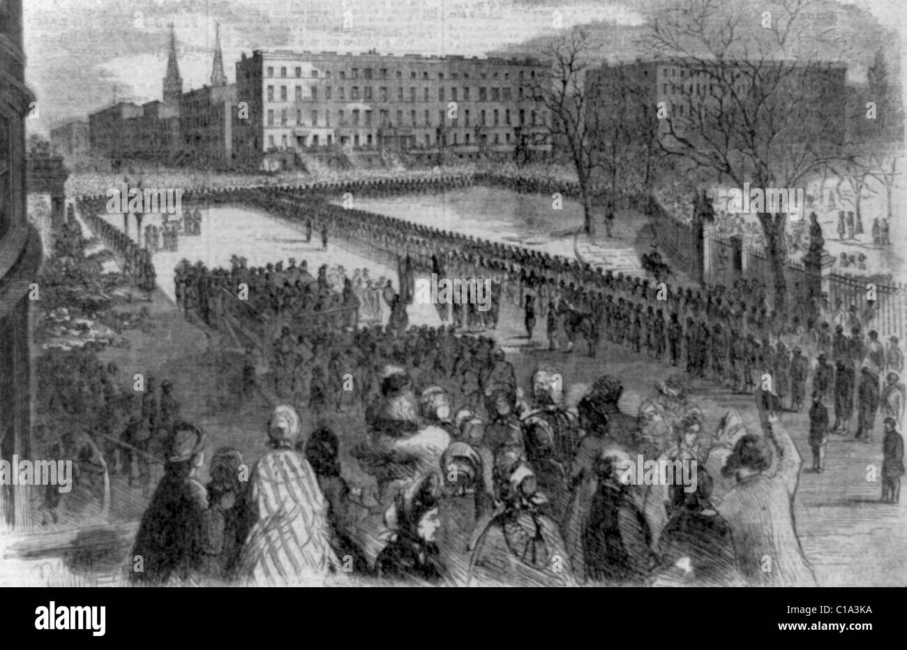 La vingtième États-unis recevant leurs troupes de couleur couleurs sur Union Square, le 5 mars 1864 Banque D'Images