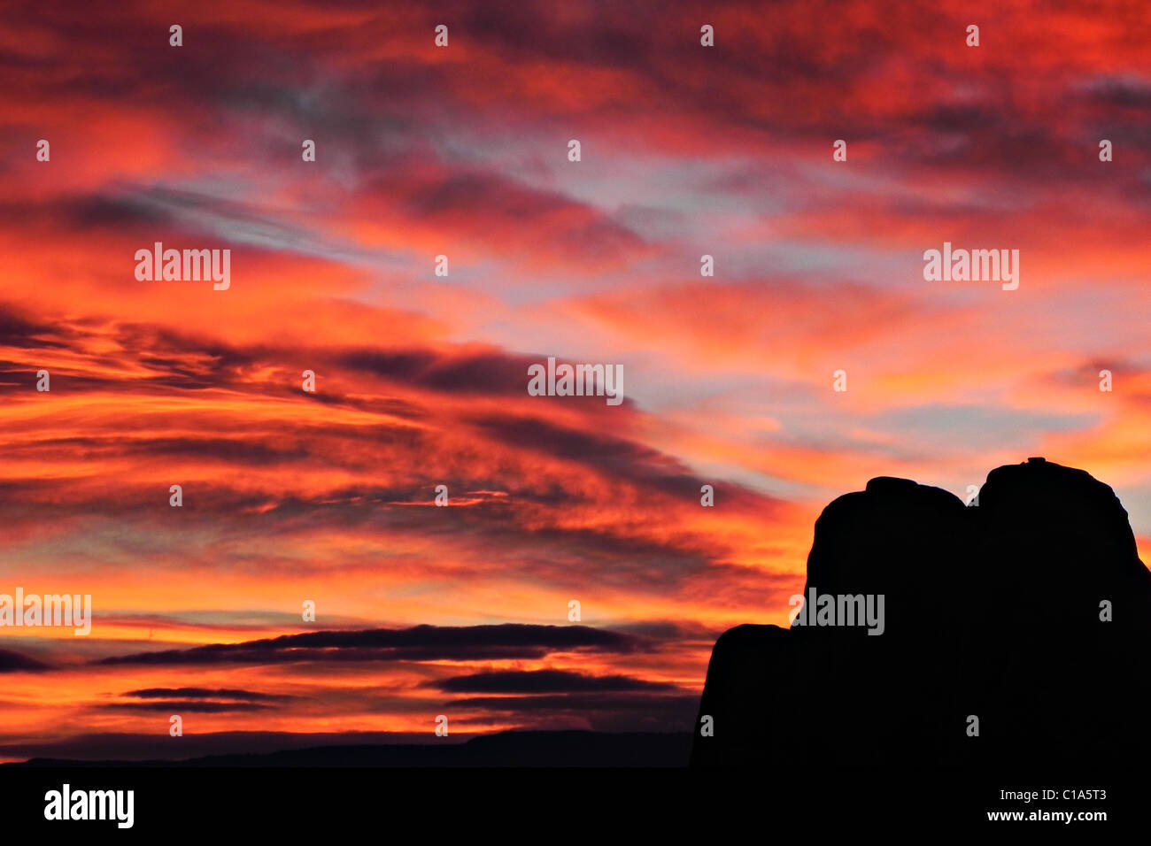 Lever de soleil à Arches national park Moab Utah dans sunrise orageux Banque D'Images