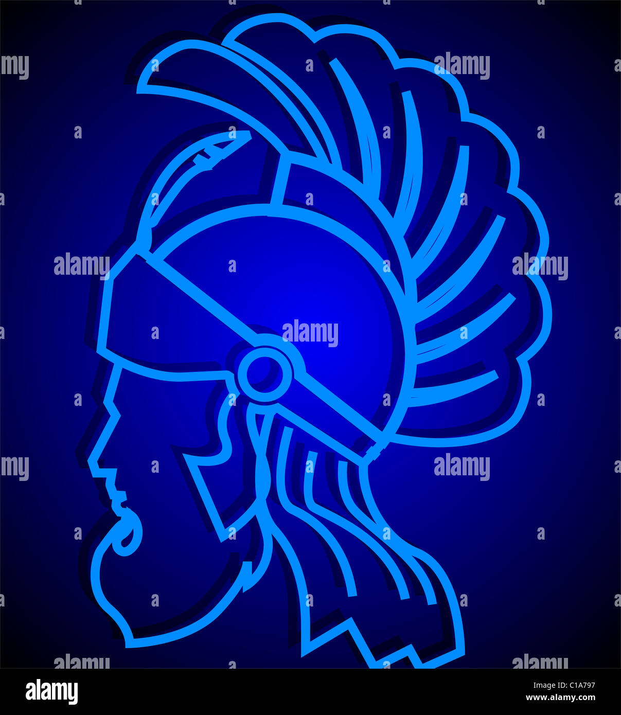 Guerrier romain en bleu fluorescent Banque D'Images