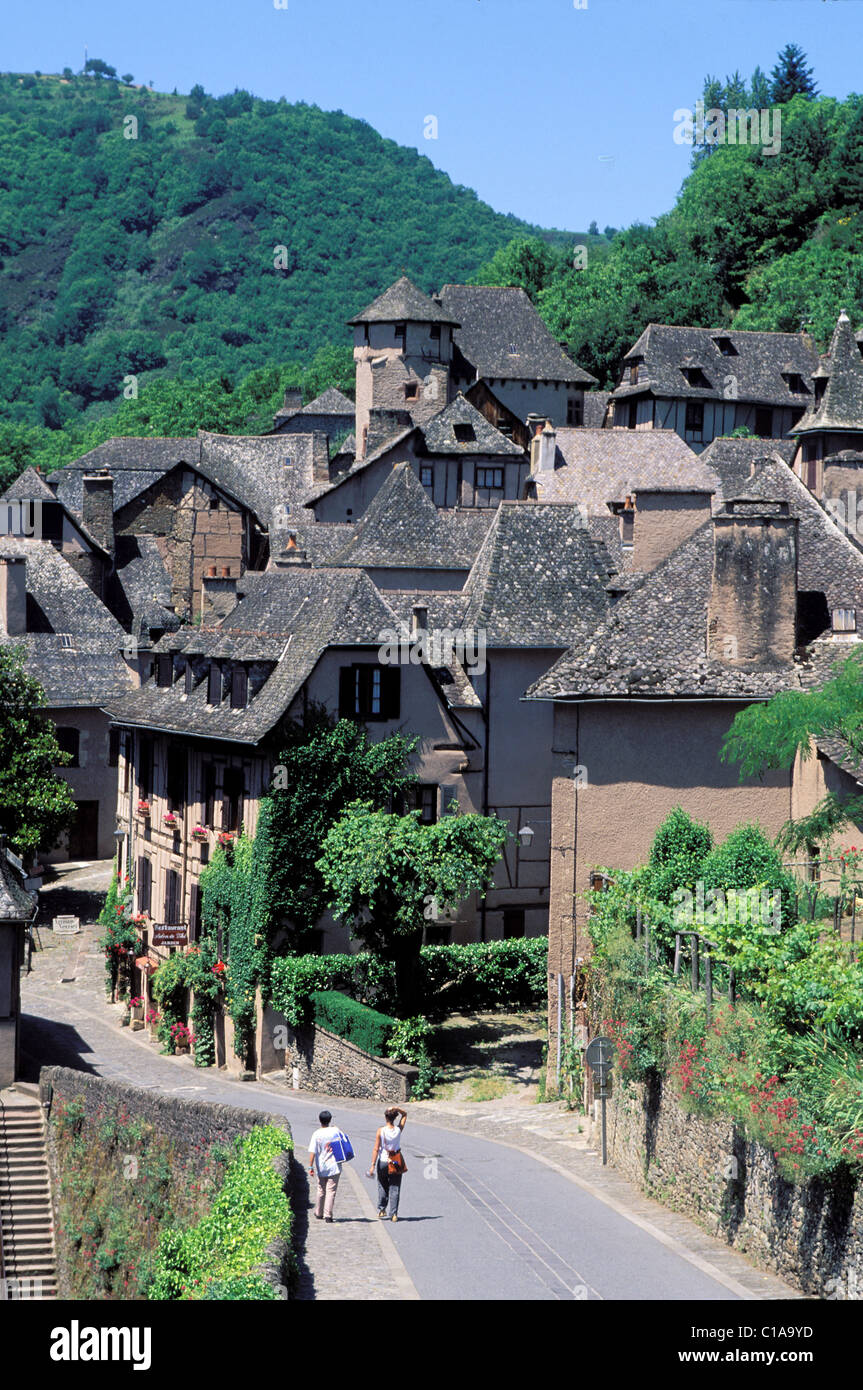 La France, l'Aveyron, Conques village, intitulée Les Plus Beaux Villages de France (Les Plus Beaux Villages de France) Banque D'Images