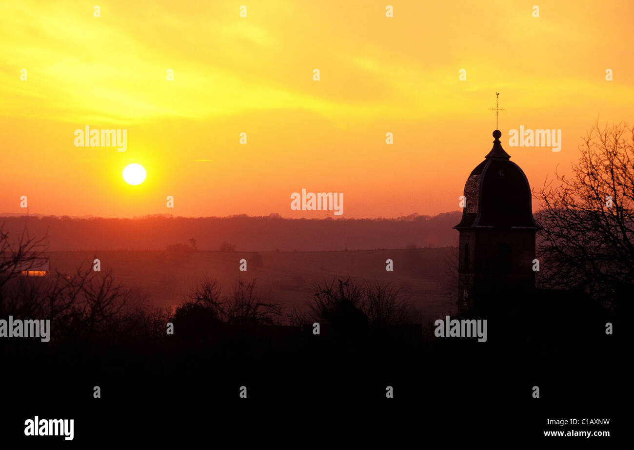 En France, la Haute Saône, une tour en forme de cloche dans la voie impériale à Pomoy Banque D'Images