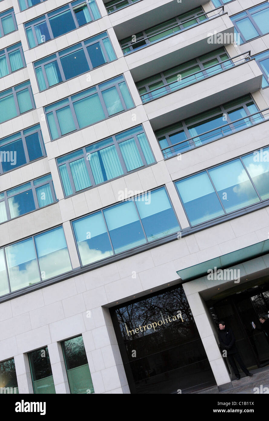 Élévation frontale de la Metropolitan Hotel à Old Park Lane à Londres. Banque D'Images