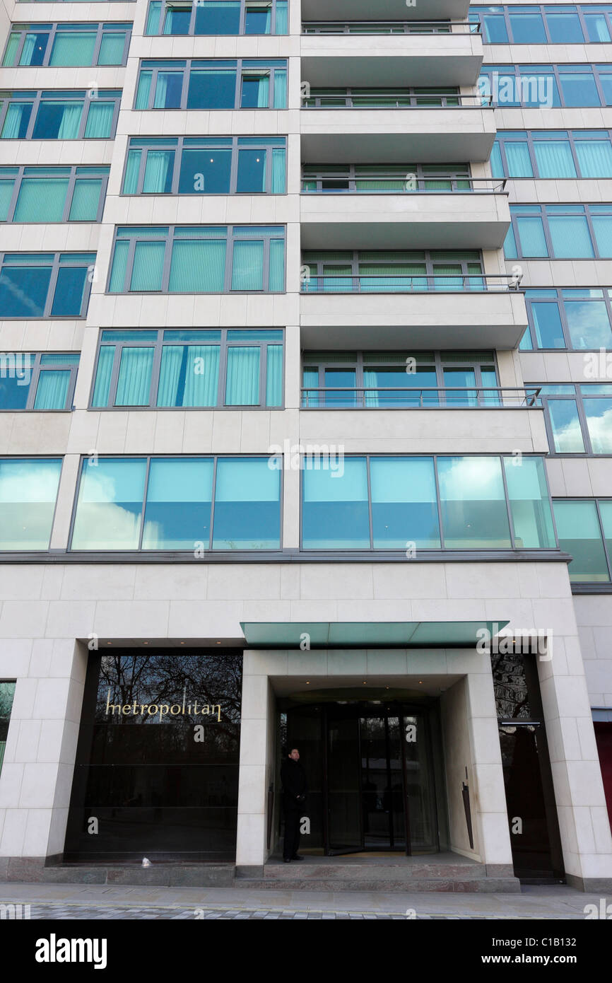 Élévation frontale de la Metropolitan Hotel à Old Park Lane à Londres. Banque D'Images