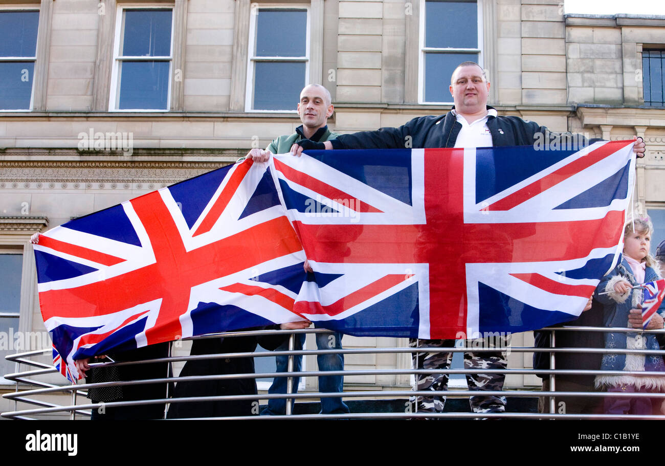 Avec l'Union jack drapeaux patriotes Banque D'Images