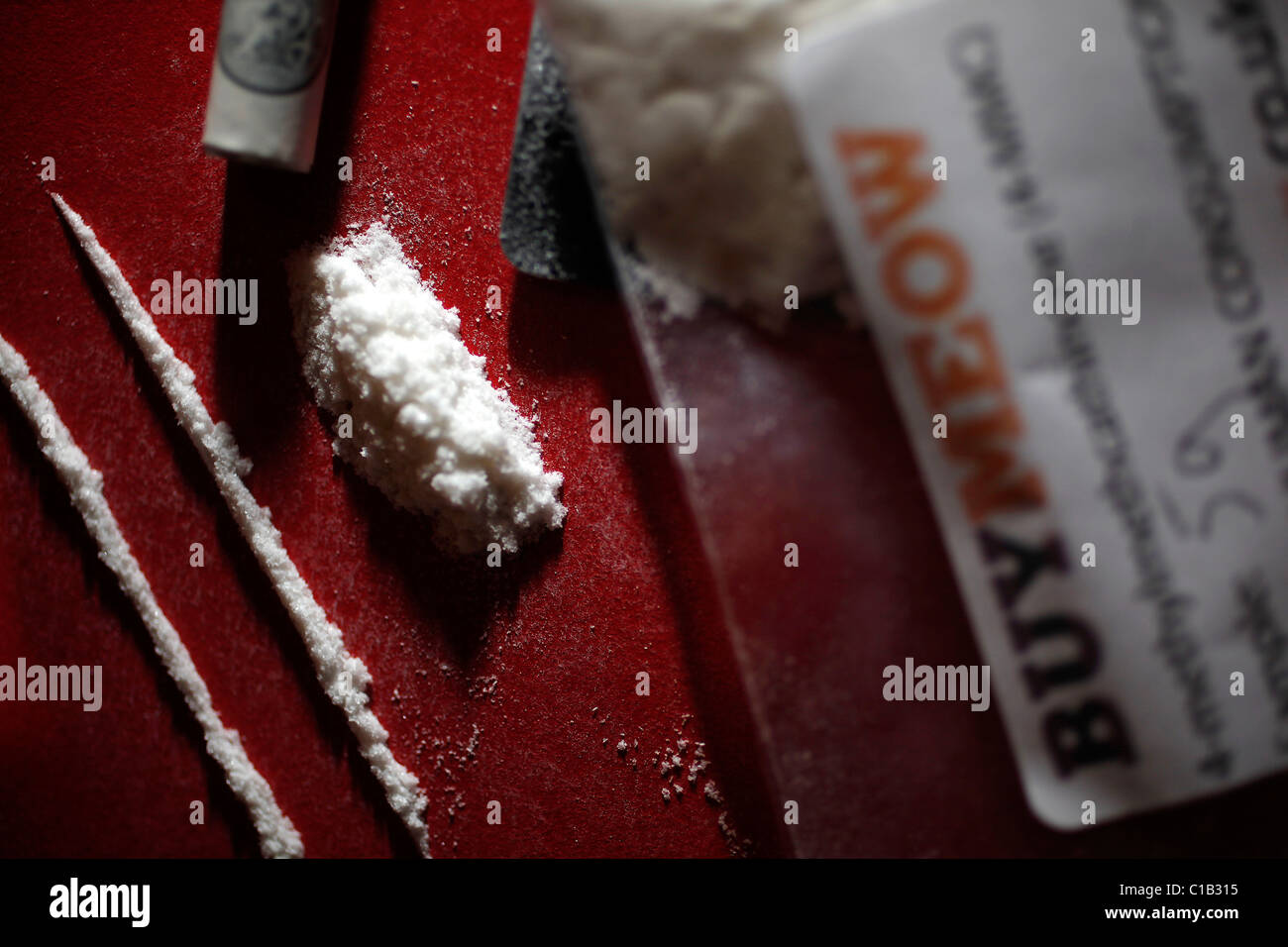 La méphédrone également connu sous le nom de 4-MMC, miaou miaou ou nourriture végétale. Un cadre juridique élevé et a maintenant été interdite Banque D'Images