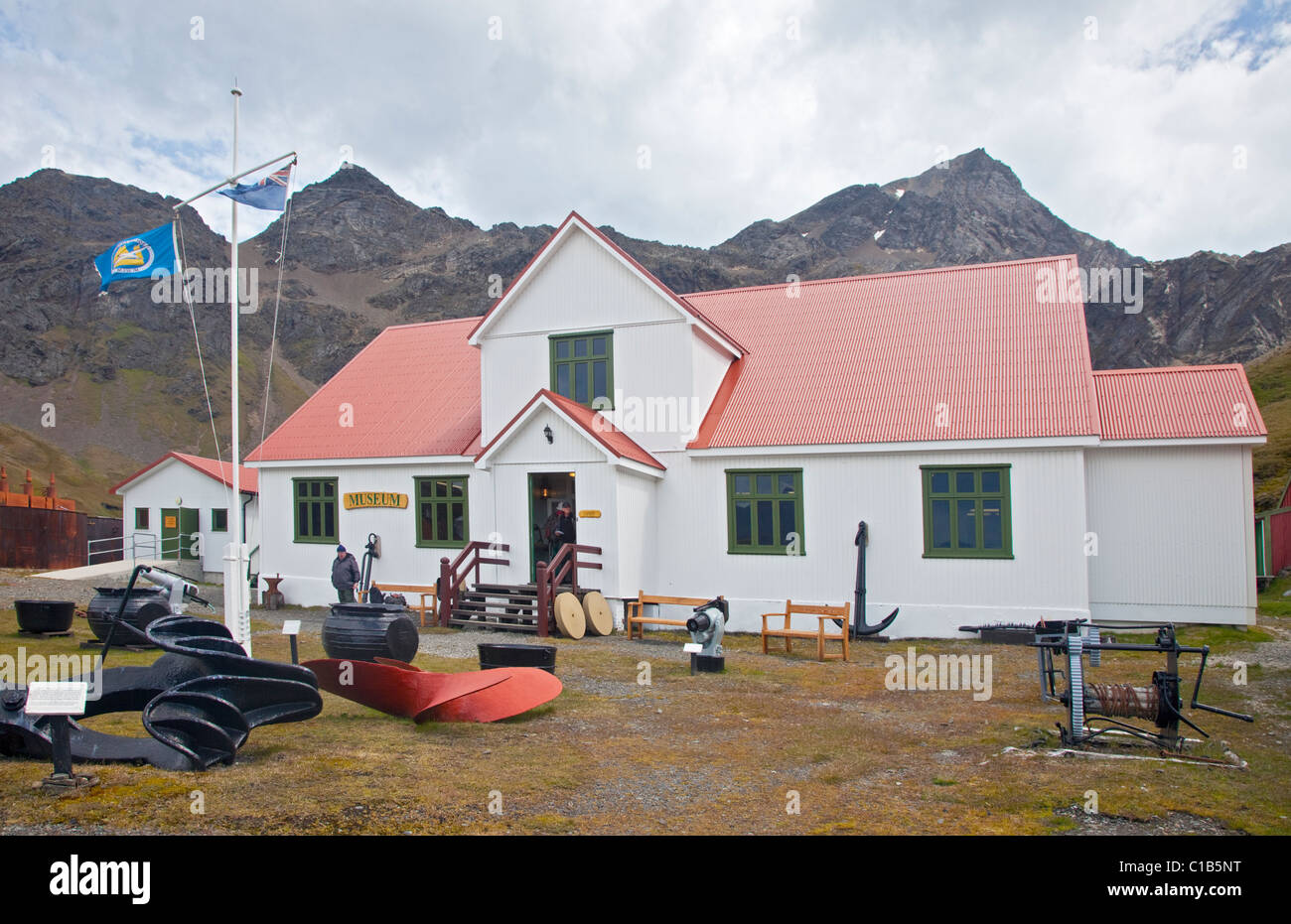 Musée à Grytviken Harbour, la Géorgie du Sud Banque D'Images