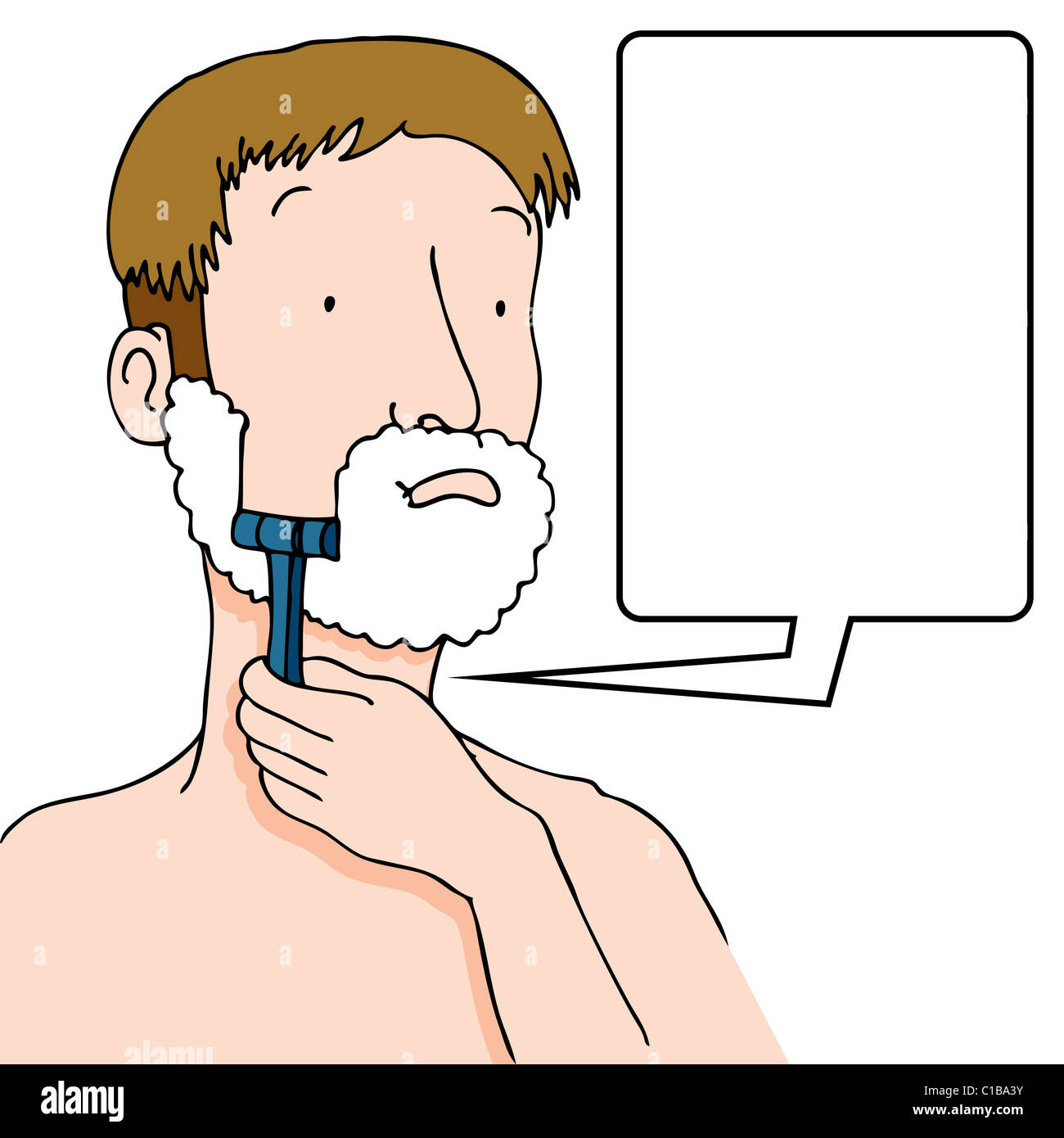 Cartoon man shaving beard razor Banque de photographies et d'images à haute  résolution - Alamy
