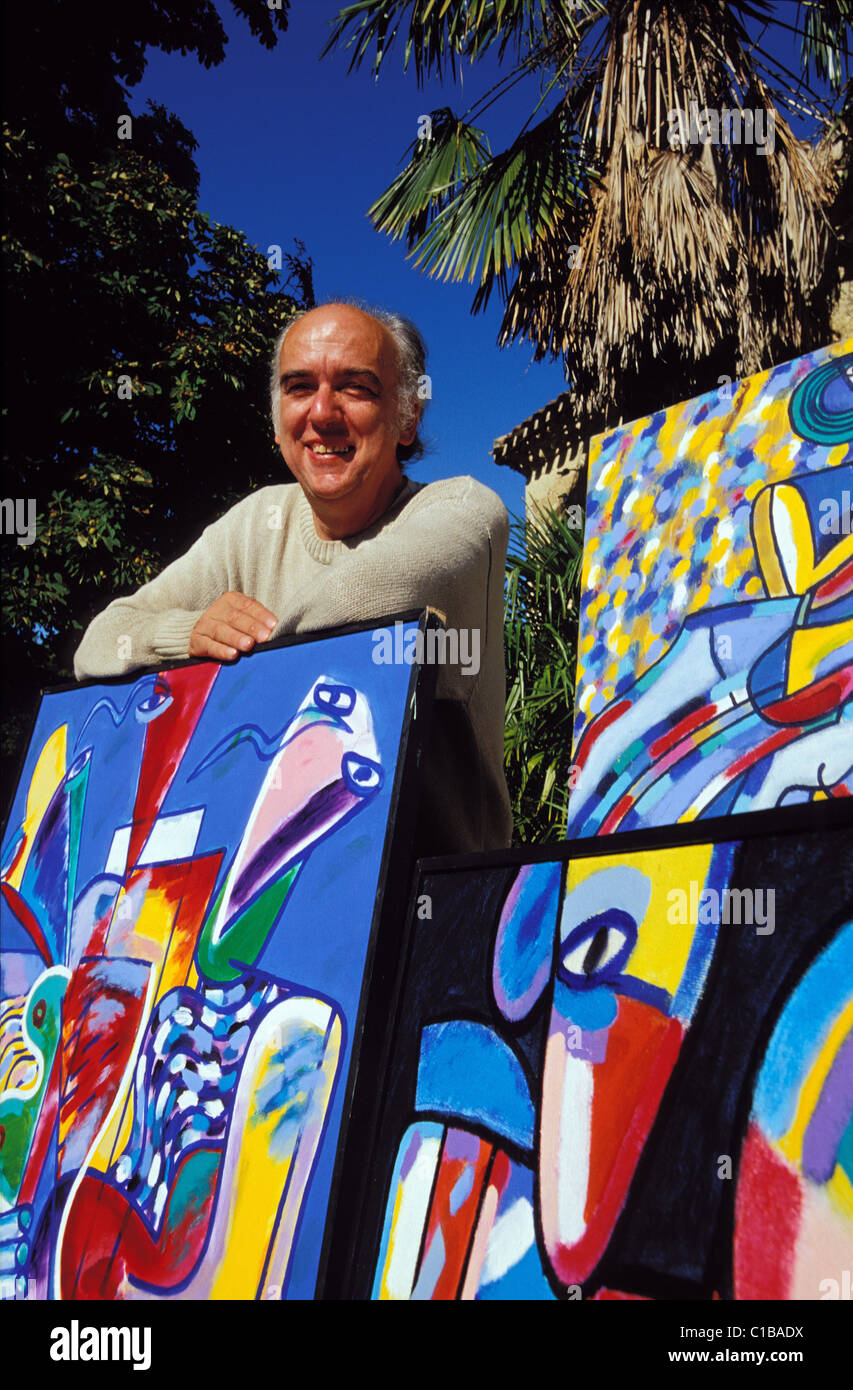 France, Gers, Pastel, Alain Michel Boucher, artiste peintre, utiliser le pastel bleu pour