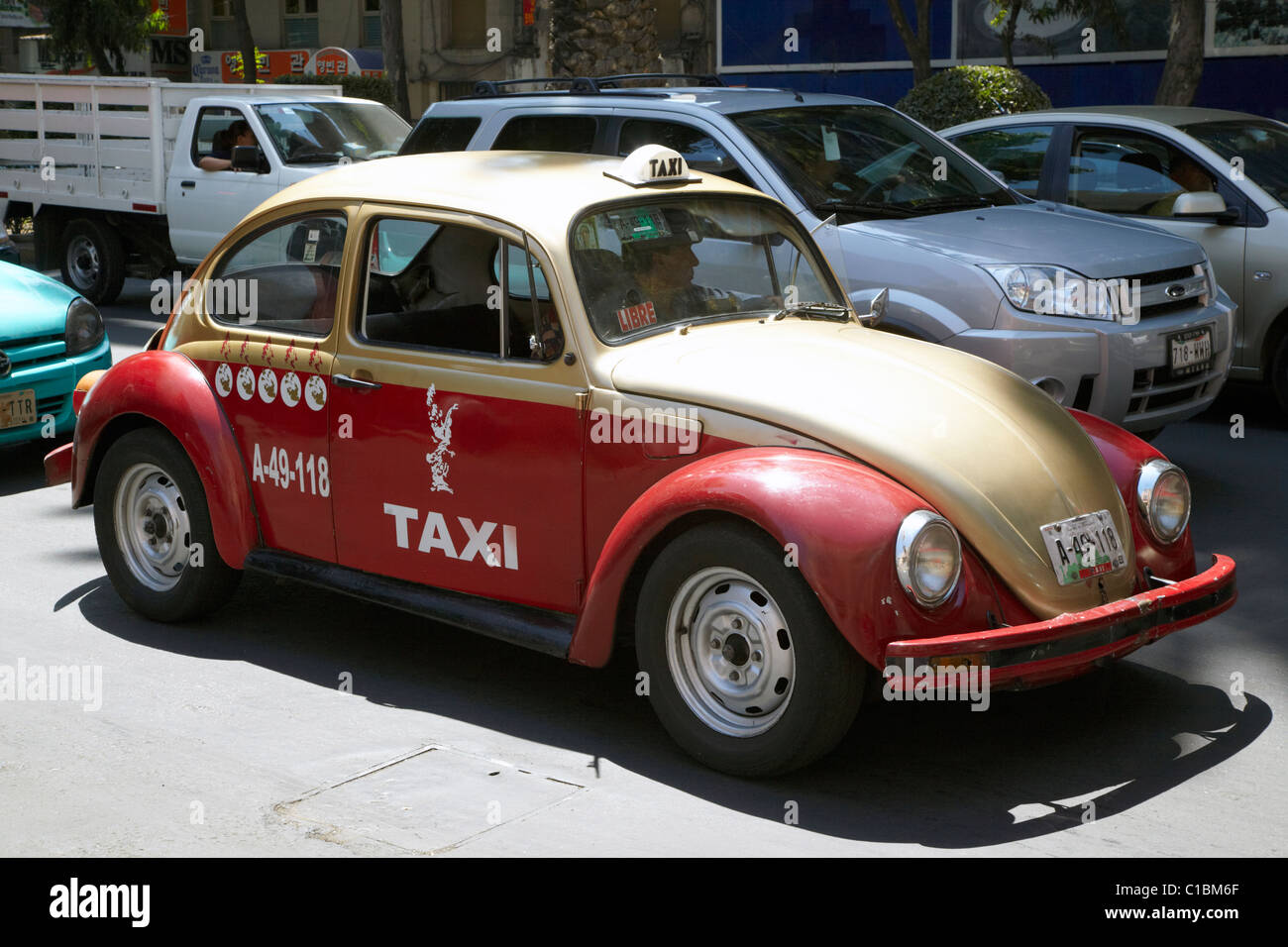 Taxi Coccinelle VW Mexique Mexico City Banque D'Images