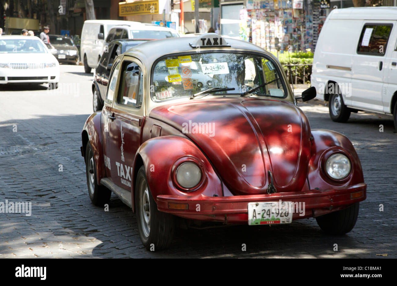 Taxi Coccinelle VW Mexique Mexico City Banque D'Images