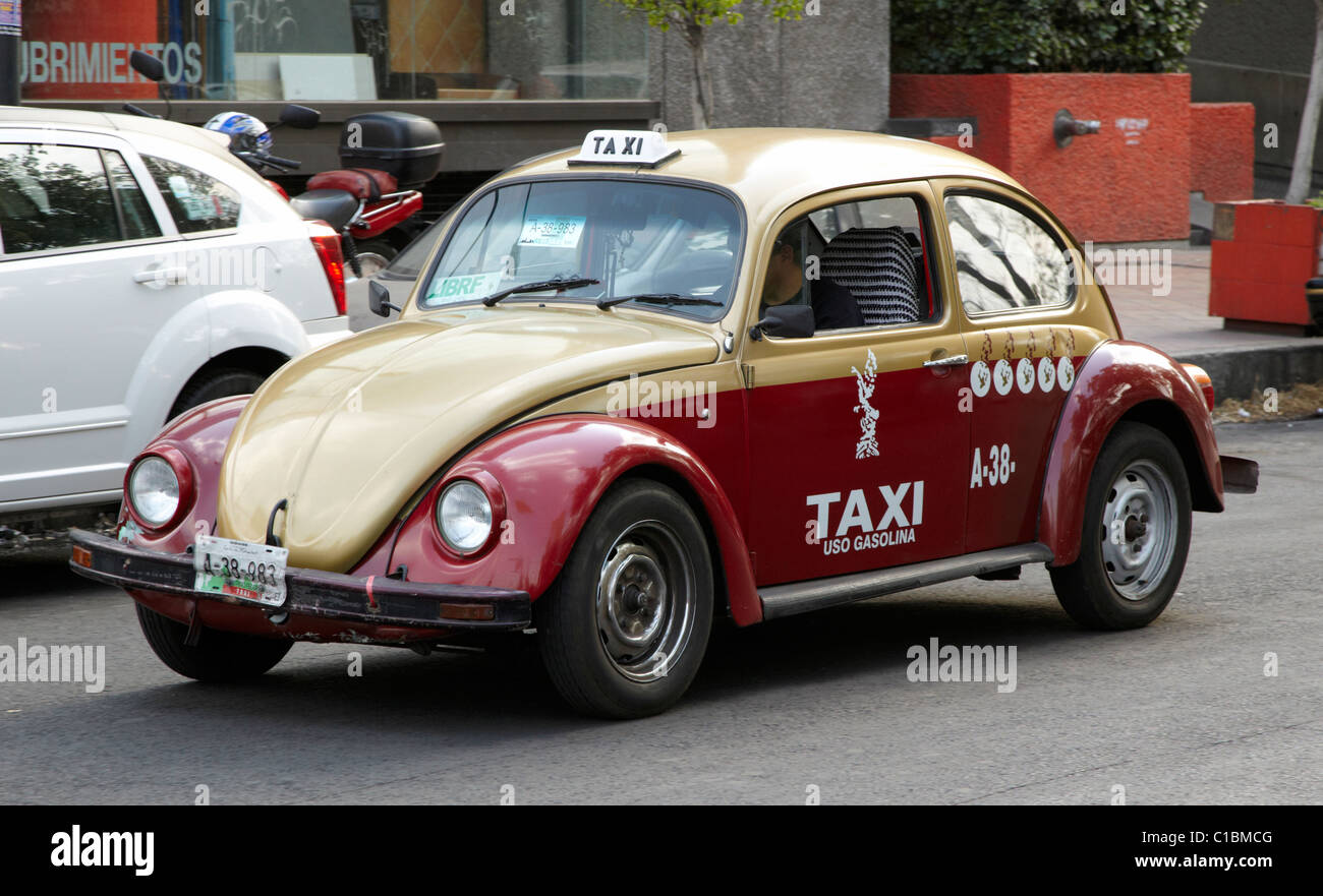 Taxi Coccinelle VW Mexique Mexico City Banque D'Images