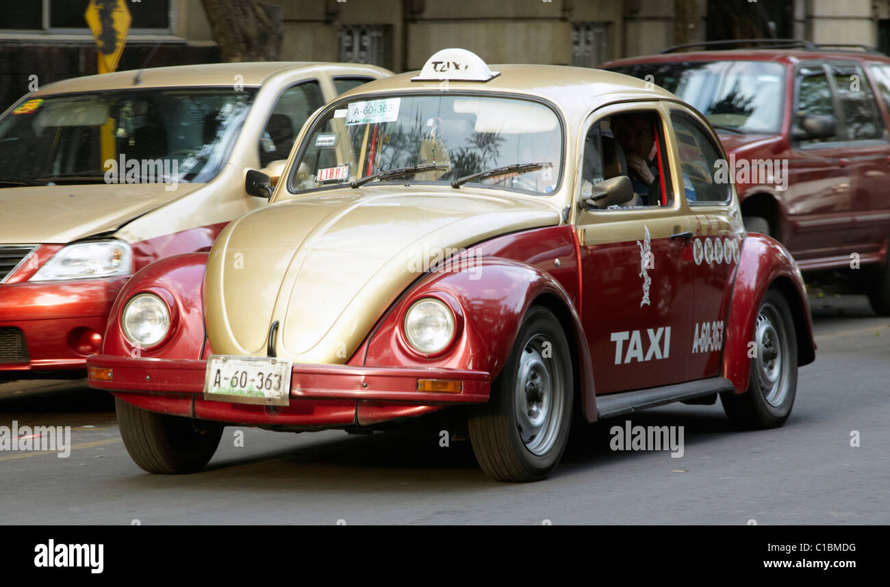 Taxi Coccinelle VW Mexique Mexico City Banque D'Images