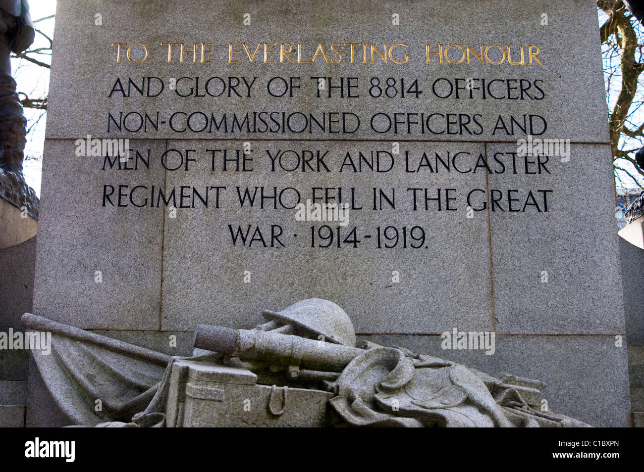 York and Lancaster Regiment First World War Memorial Banque D'Images