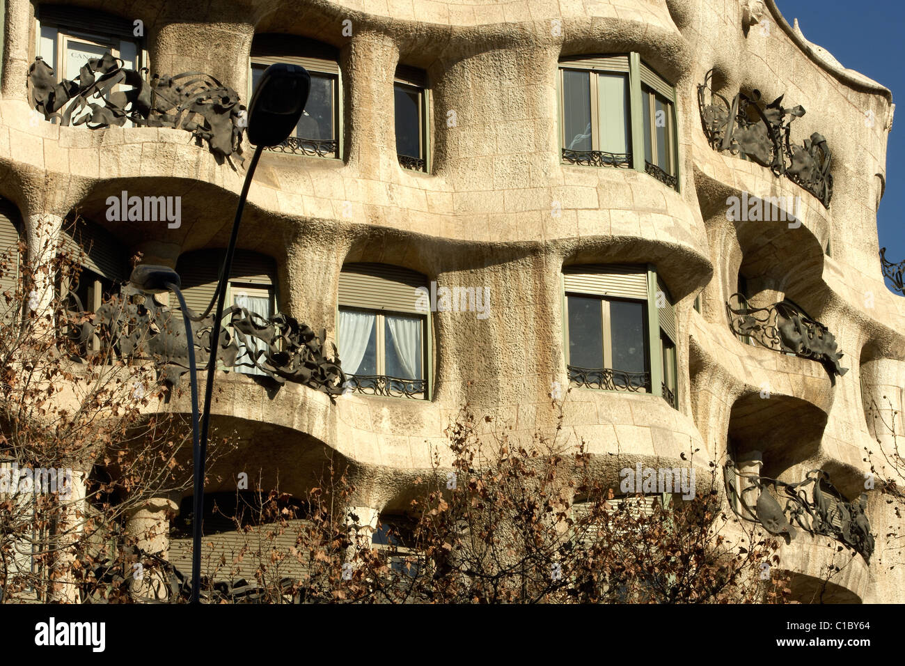 Casa Mila (La Pedrera). Gaudi. Barcelone. L'Espagne. Banque D'Images