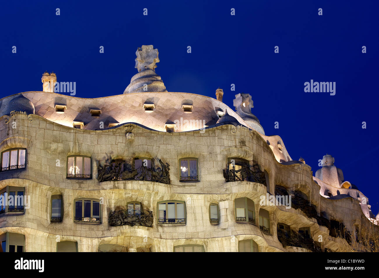 Casa Mila (La Pedrera). Gaudi. Barcelone. L'Espagne. Banque D'Images