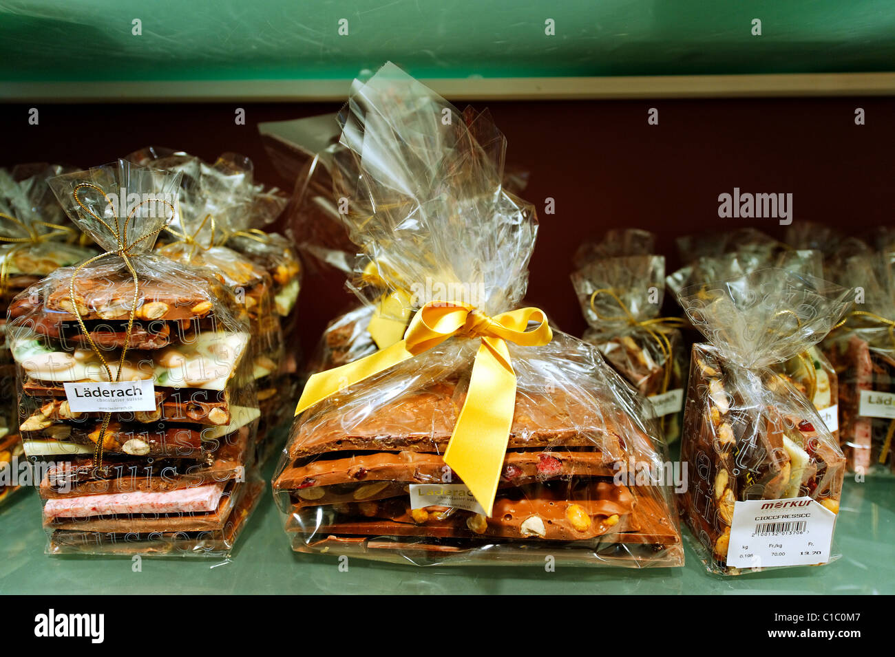 Boutique de chocolat Laderach Merkur, Via Nassa, Lugano, Suisse, Europe Banque D'Images