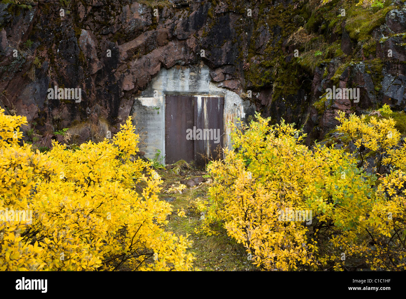 La deuxième guerre mondiale, abri, Narsarsuaq, Sud du Groenland Banque D'Images