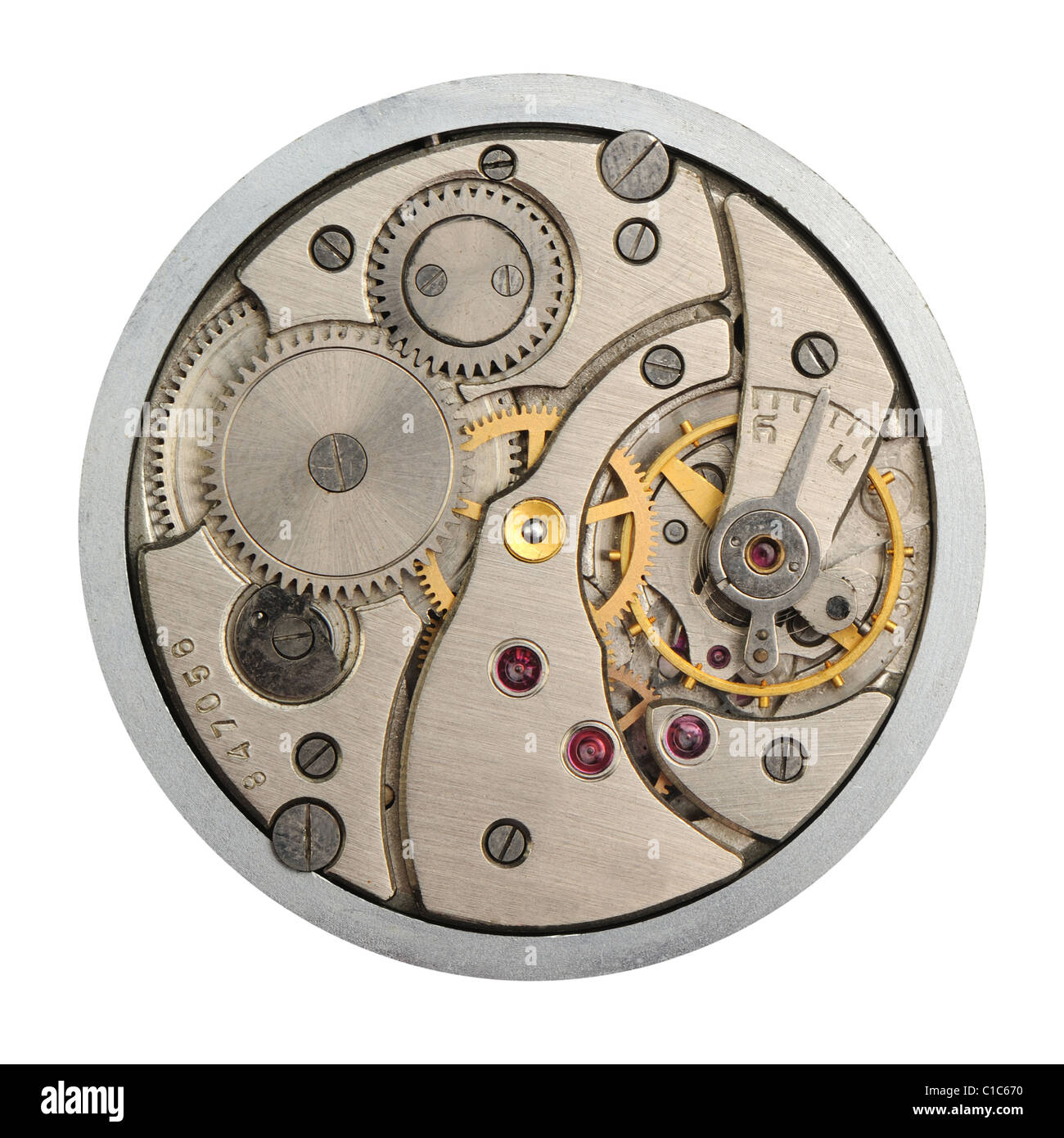 Le mécanisme d'heures analogique. Une photo close up Banque D'Images