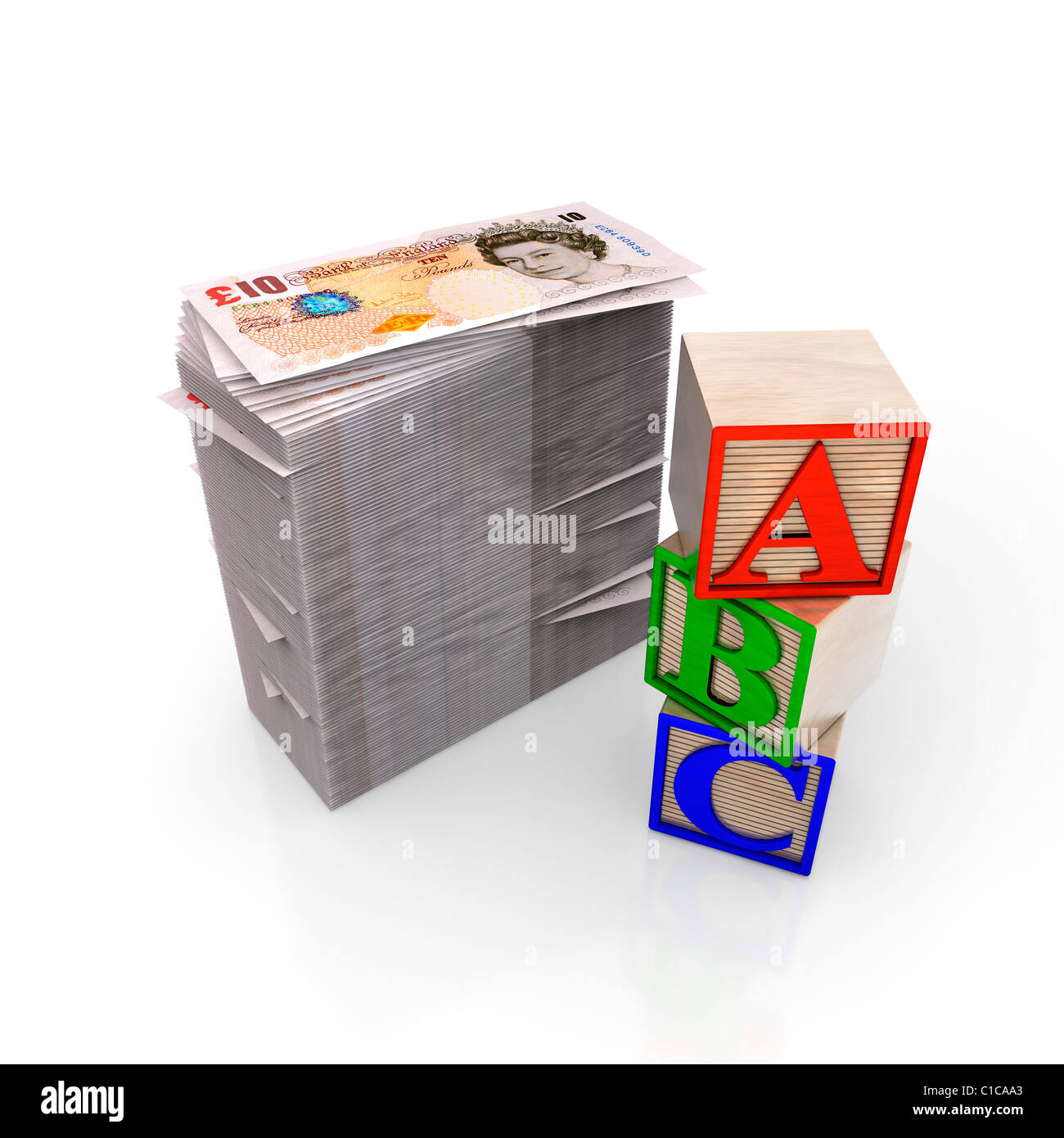 L'éducation finance argent concept - l'apprentissage de l'argent avec les notes de dix livres au Royaume-Uni Banque D'Images L'éducation finance argent concept - l'apprentissage de l'argent avec les notes de dix livres au Royaume-Uni Banque D'Images