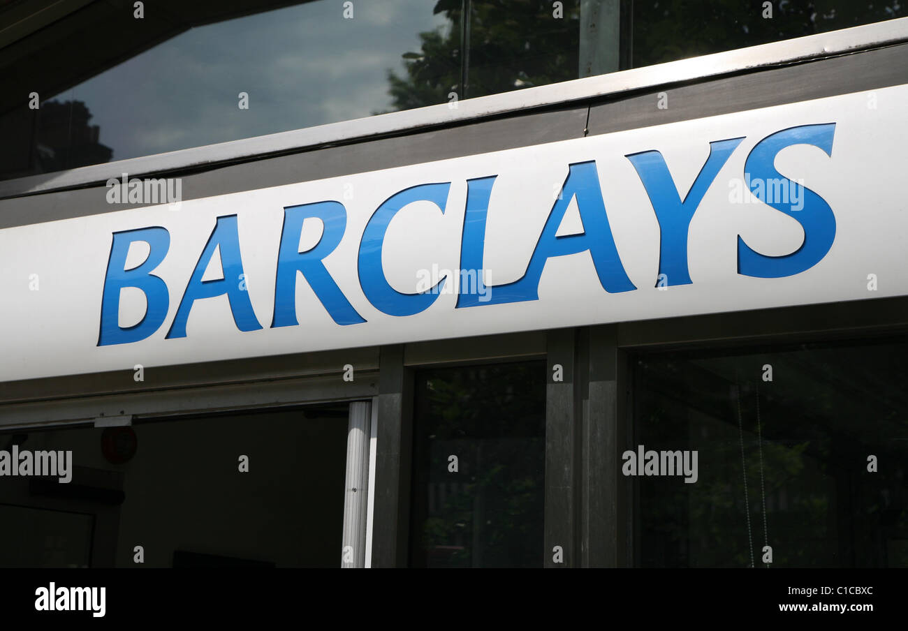 Vue générale de la gv pour un logo Barclays Bank à Londres, en Angleterre. Banque D'Images