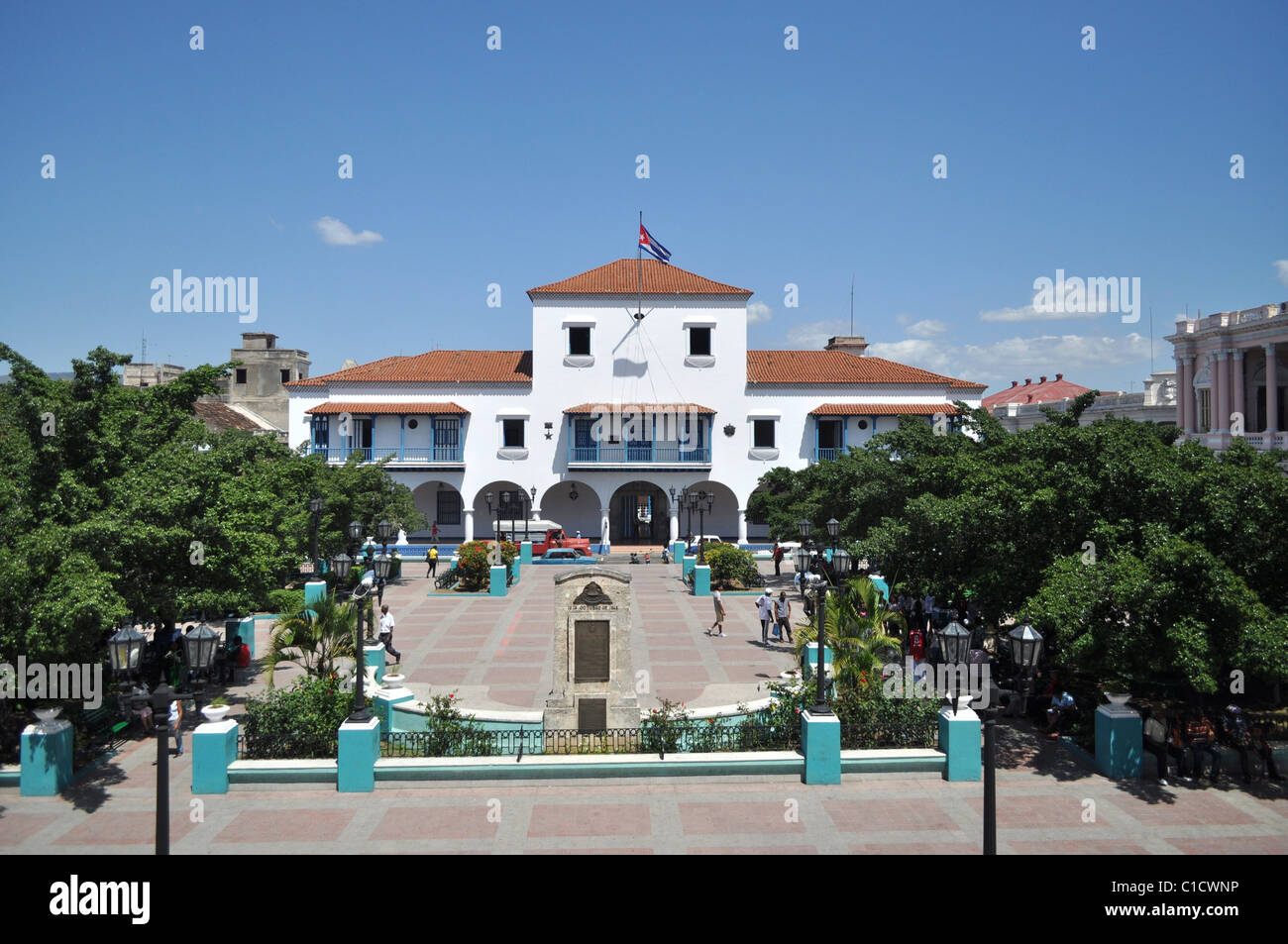 Ayuntamiento de Santiago de Cuba dans la région de Parque Cespedes Banque D'Images