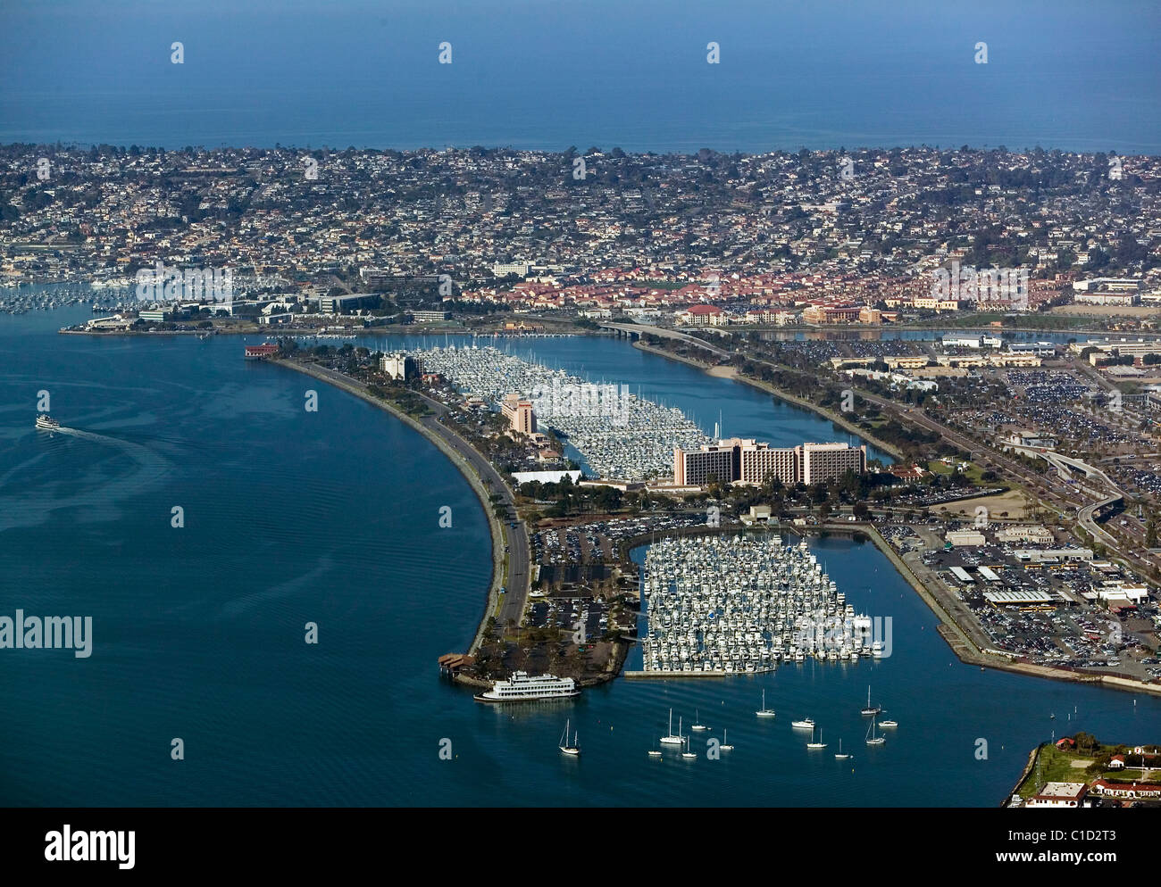 Vue aérienne au-dessus de l'Île Harbour San Diego Californie Banque D'Images