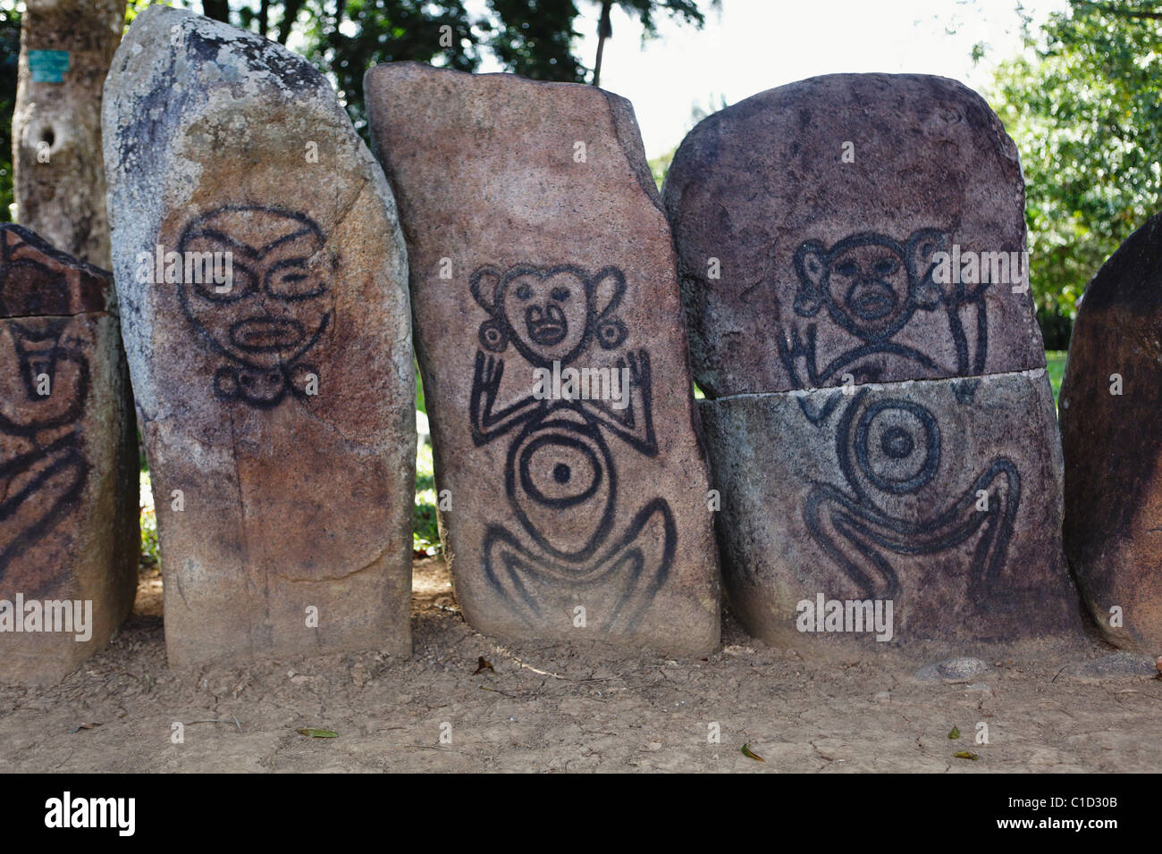 Petroglyph à Caguana Ceremonial Tribal Park, Utuado, Puerto Rico Banque D'Images