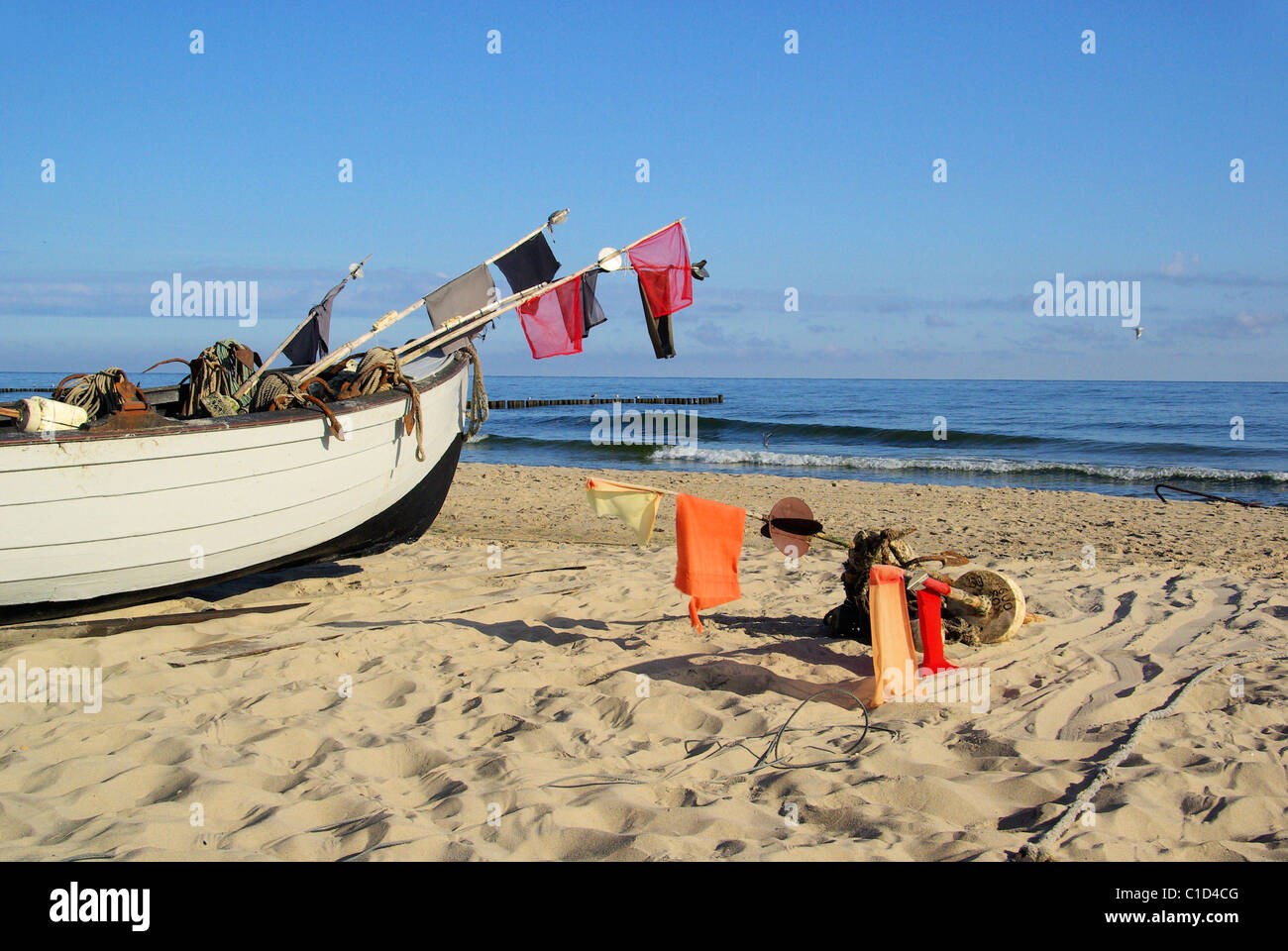 Fischkutter am Strand - pêche de la faucheuse sur la plage 17 Banque D'Images