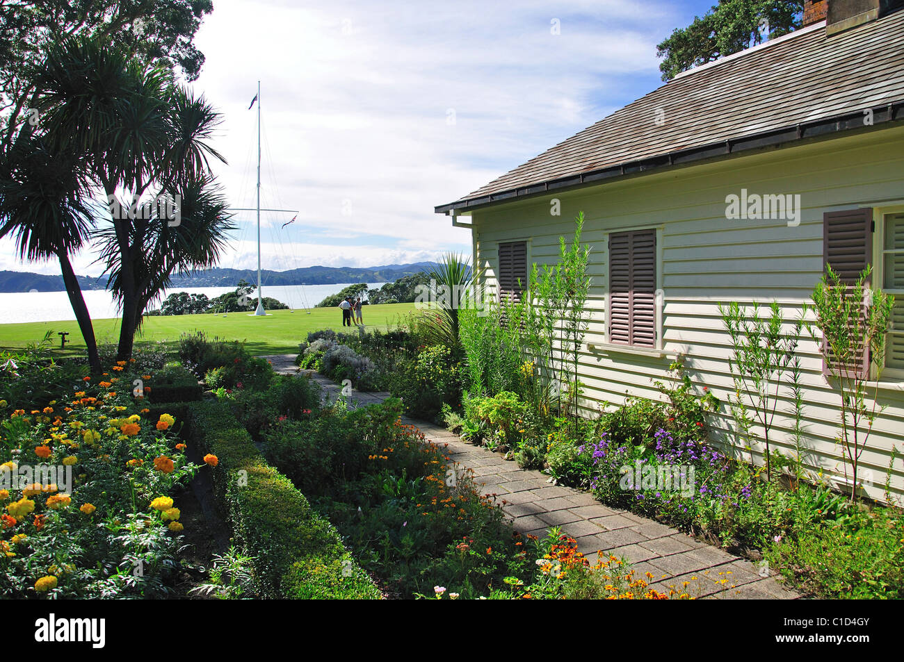 Le Traité House and gardens, du Traité de Waitangi, Waitangi, Bay of Islands, Northland, North Island, New Zealand Banque D'Images