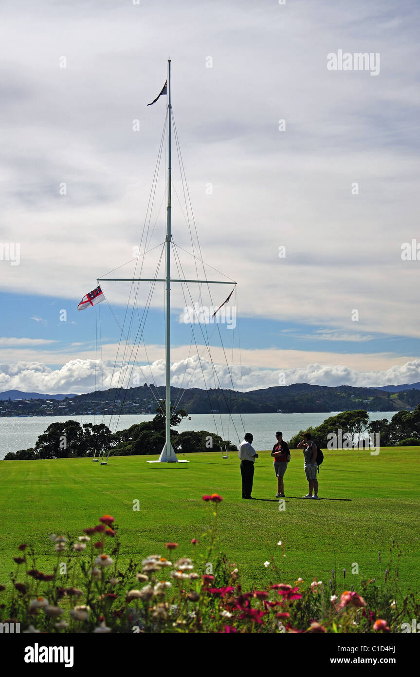 Le Flagstaff Naval, du Traité de Waitangi, Waitangi, Bay of Islands, Northland, North Island, New Zealand Banque D'Images