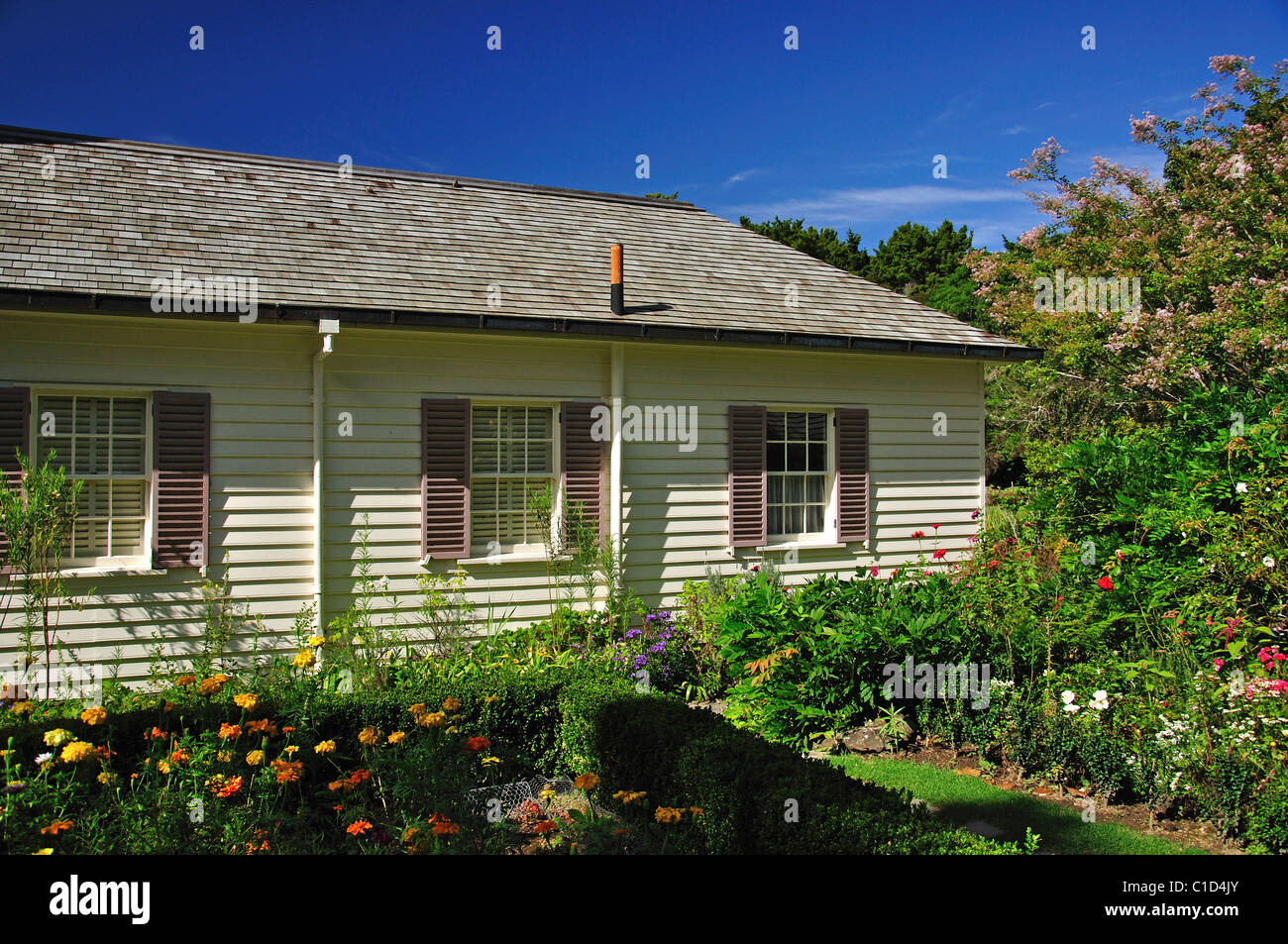 Le Traité House and gardens, du Traité de Waitangi, Waitangi, Bay of Islands, Northland, North Island, New Zealand Banque D'Images