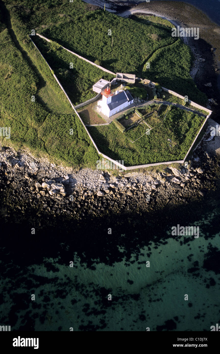 La France, le nord de la France, Finistère, aera, Abers Wrac'h islet (vue aérienne) Banque D'Images